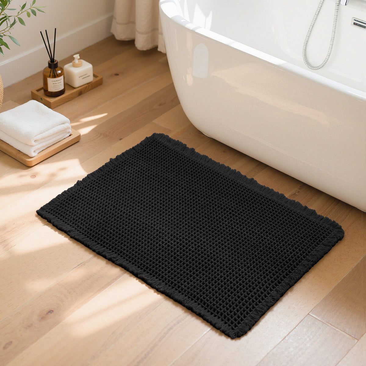 VANTIEA Waffle Style Bathroom Rugs Super Absorbent Mats Non Slip Rubber Back Bath Rug