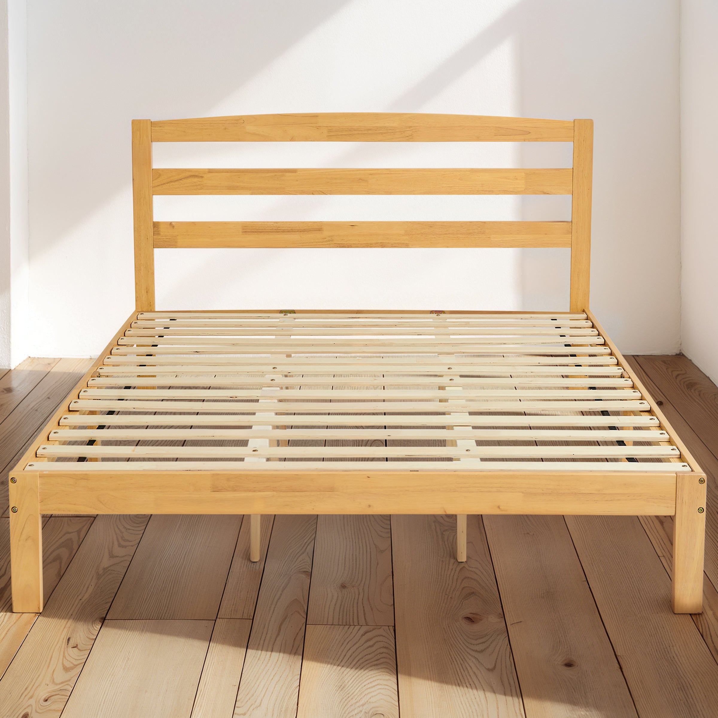 Subrtex 12" Minimalist Solid Wooden Platform Backrest Bed Frame with Headboard
