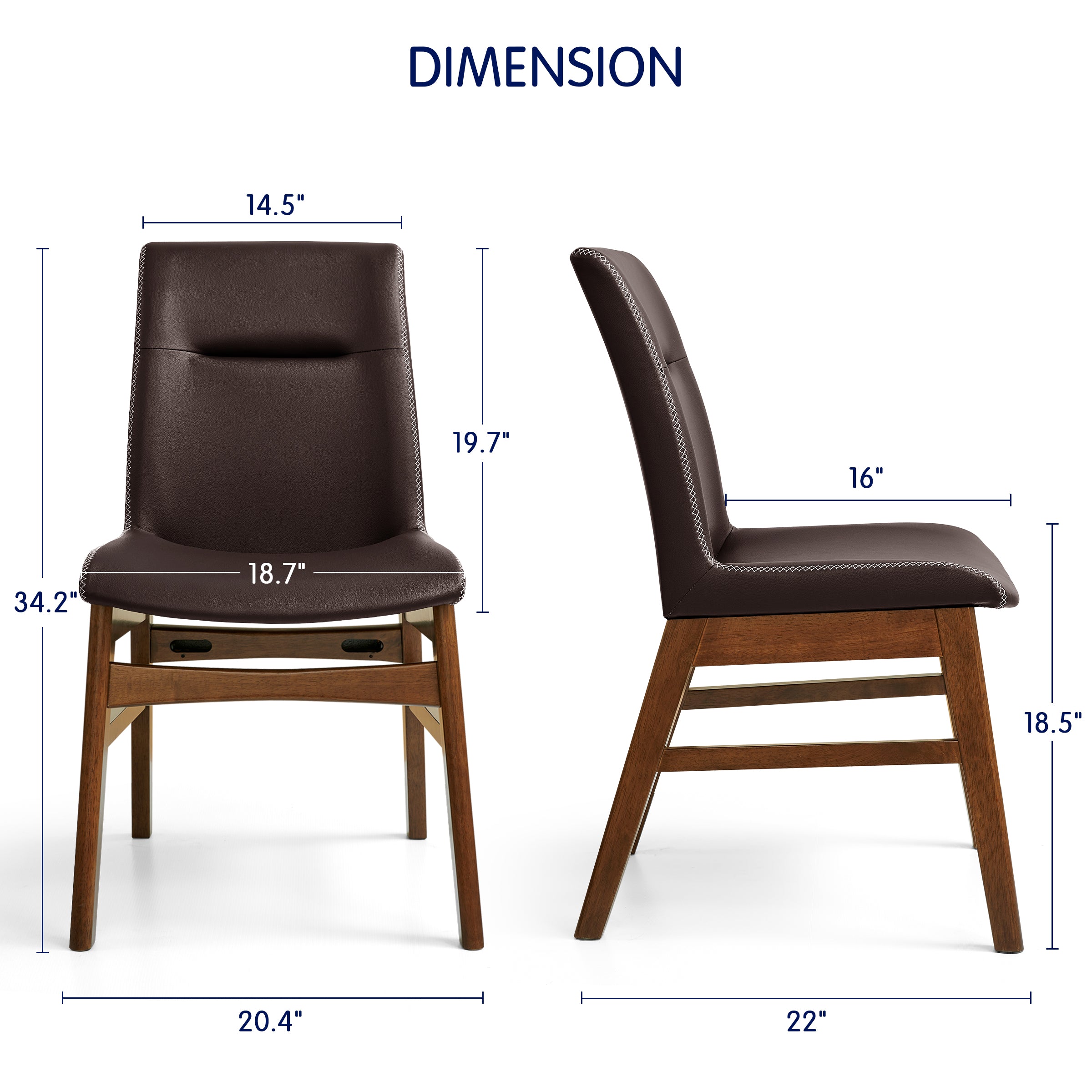 Subrtex Leather Waterproof Modern Dining Chairs(Set of 2)