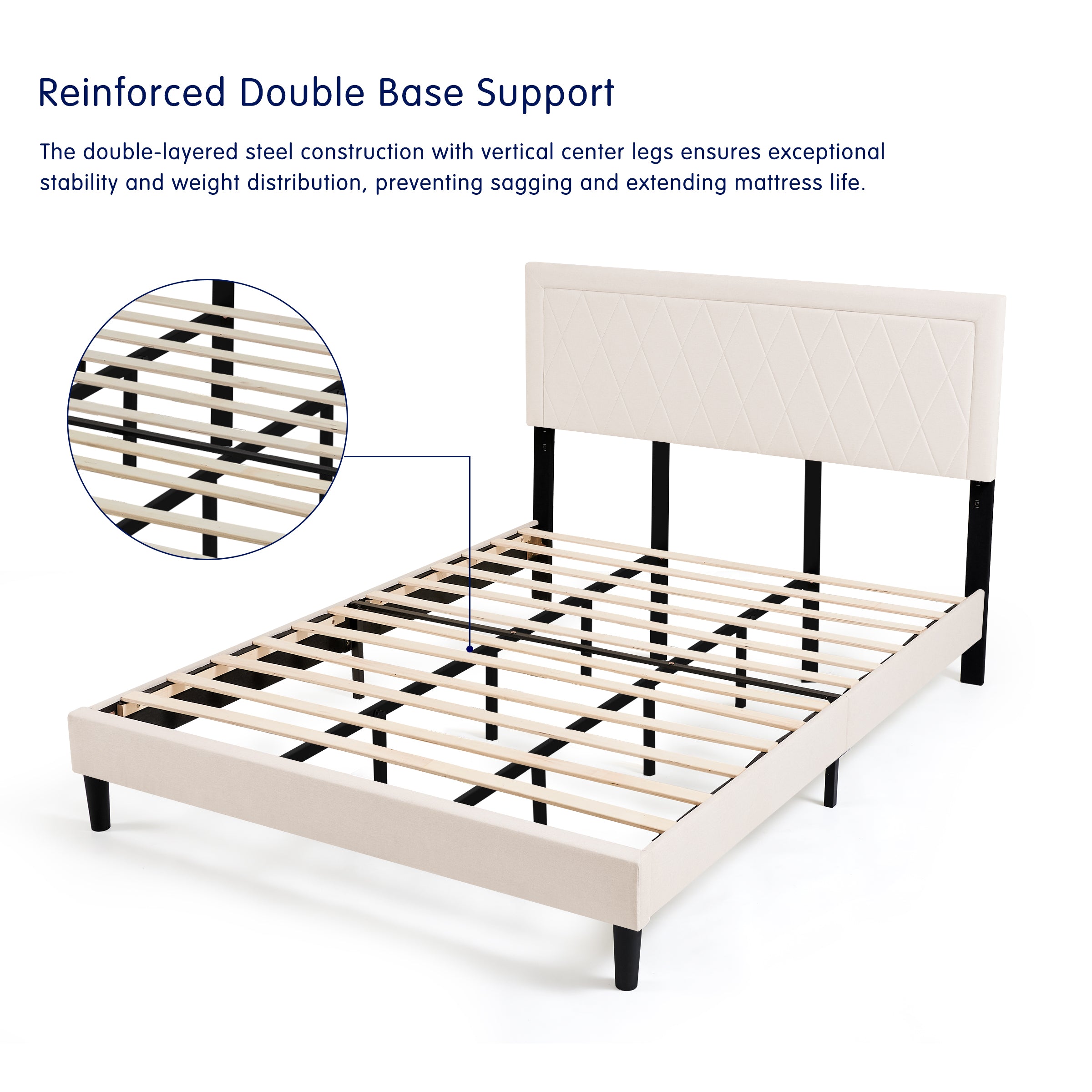Subrtex Modern Diamond - Patterned Upholstered Bed Frame