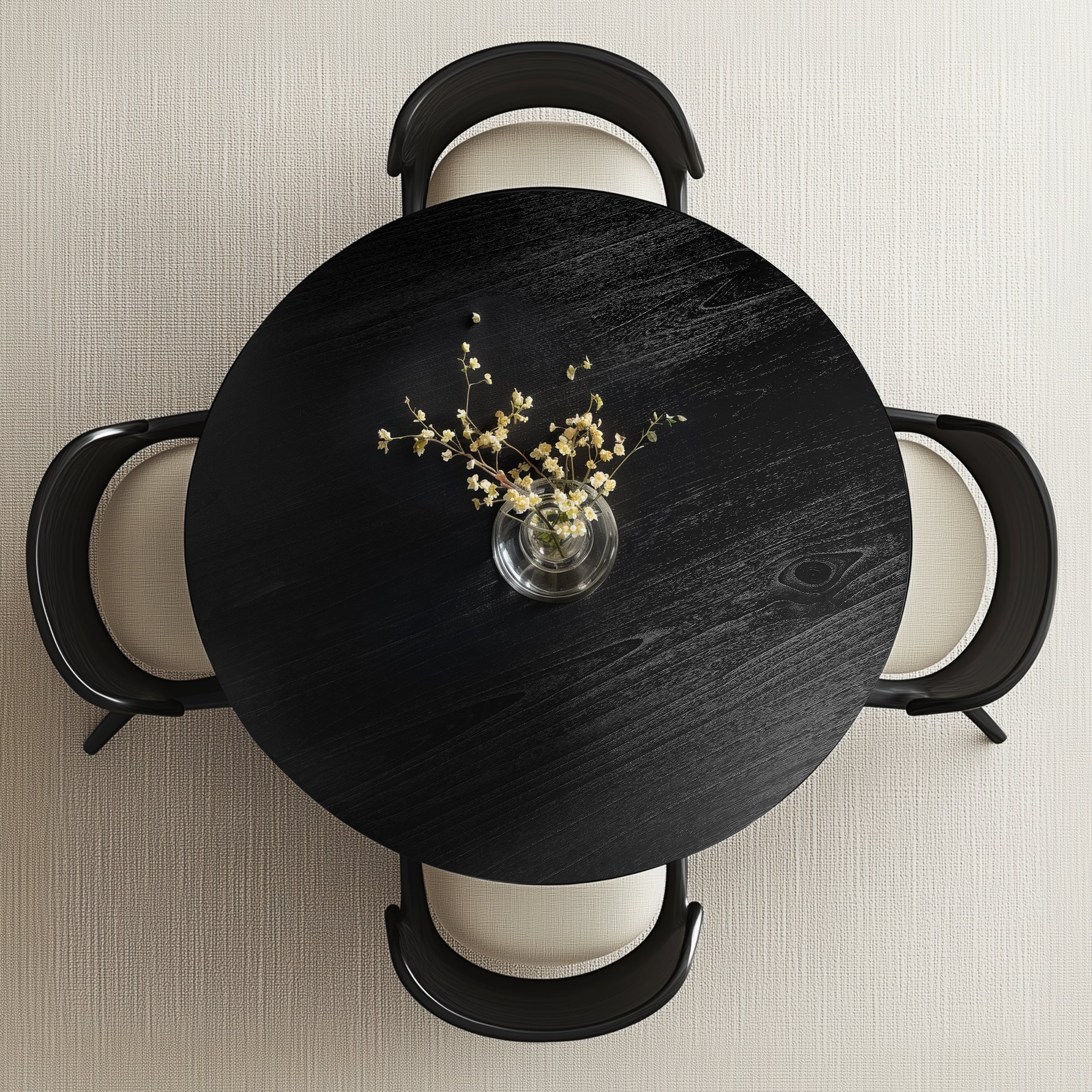 Subrtex Suspended-Look Round Dining Table With Wood Grain Integrates Modern Style