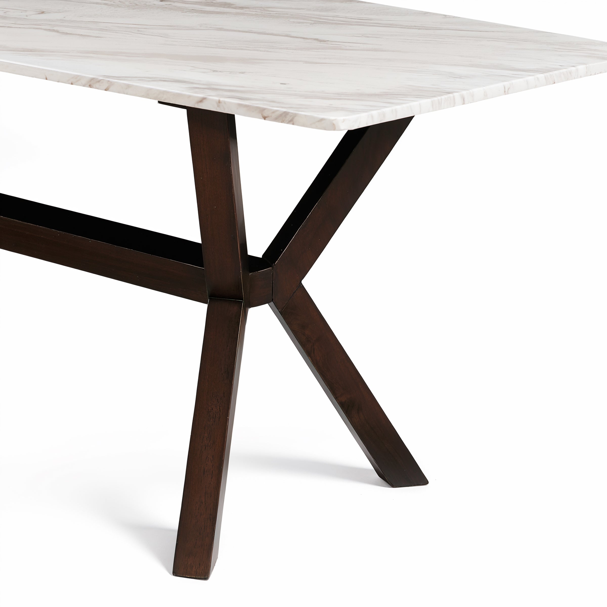 Subrtex Marble Dining Table for 6, Modern Long Kitchen & Dining Room Table with Sturdy X-Shaped Wood Legs