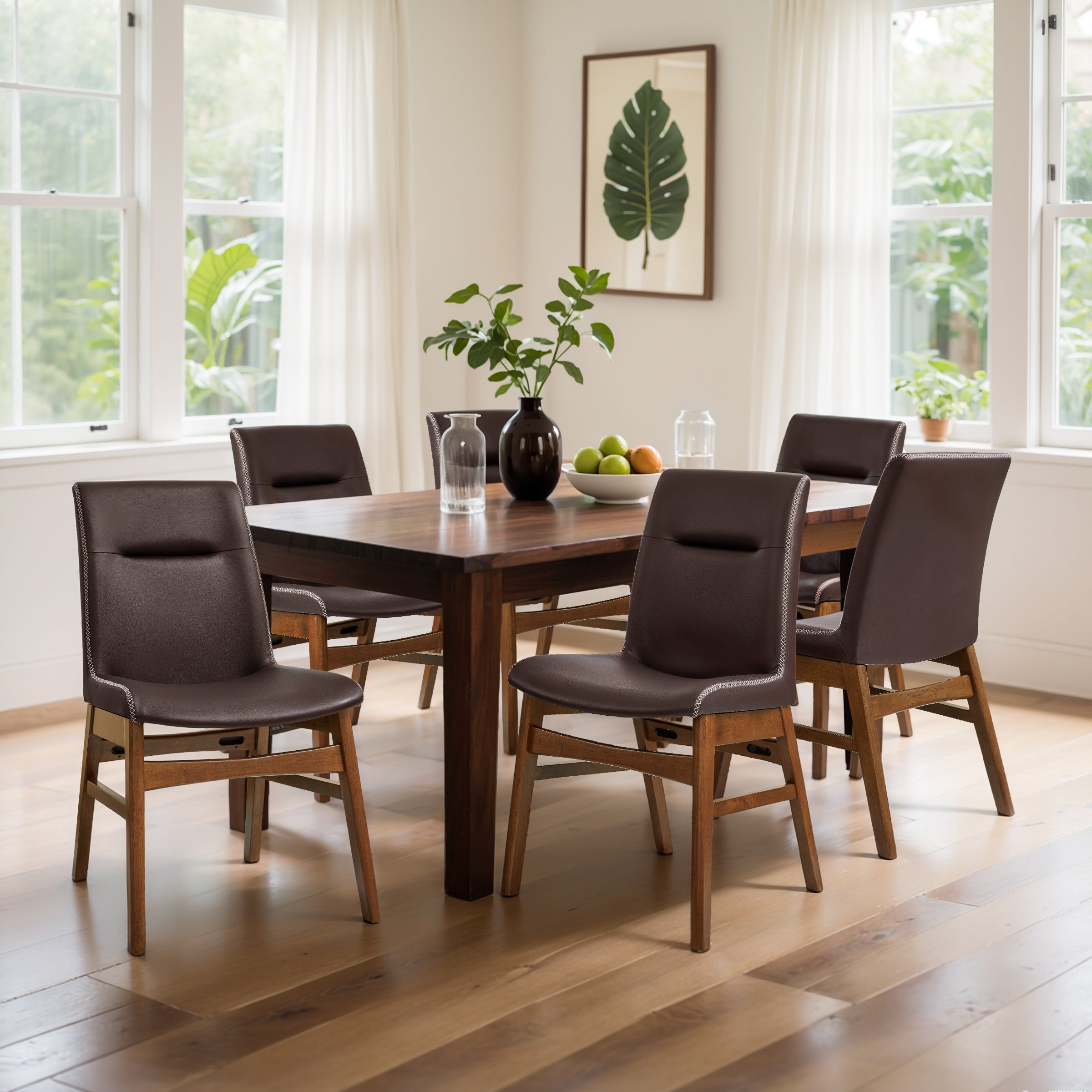 Subrtex Leather Waterproof Modern Dining Chairs(Set of 2)