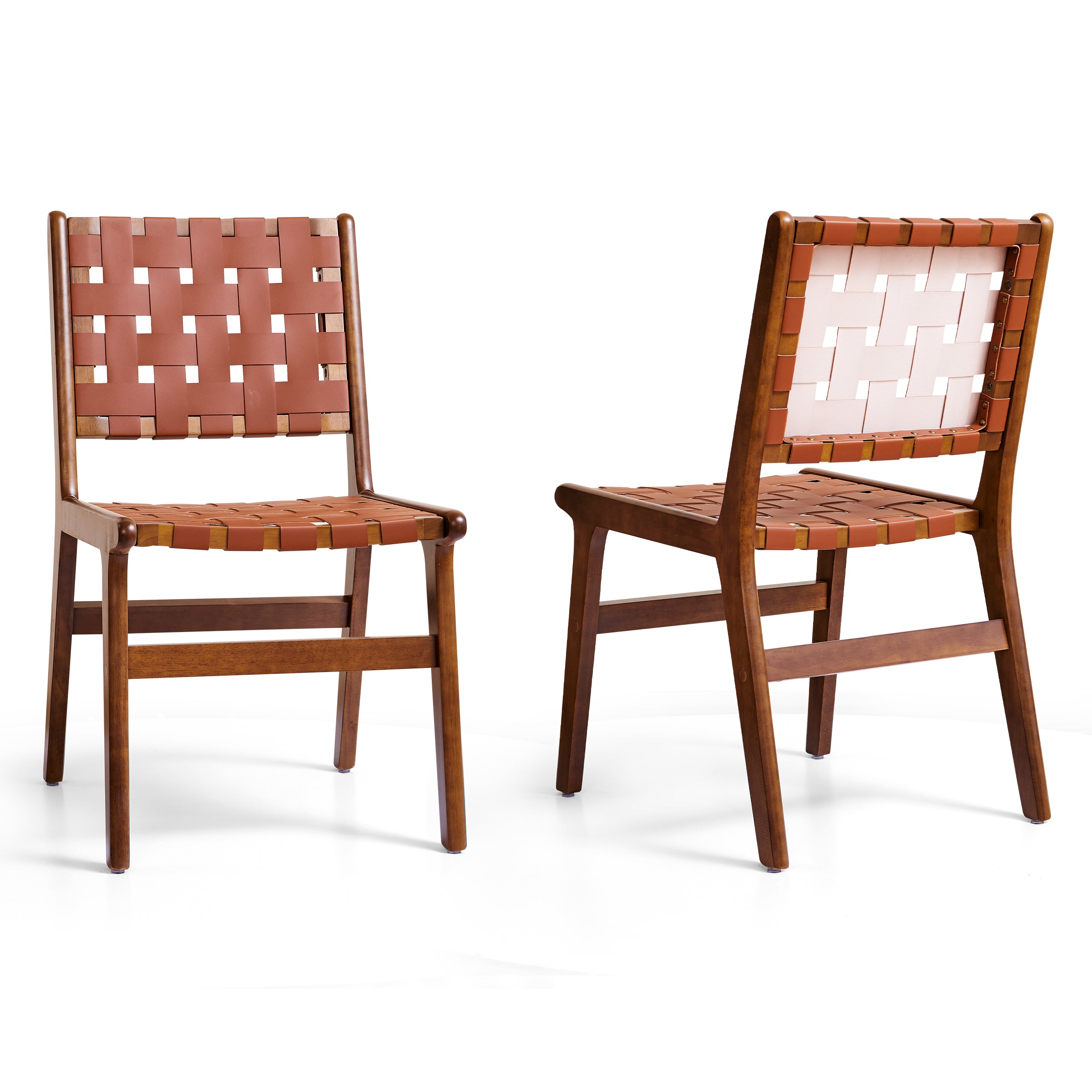 Subrtex Woven Leather Chair Set of 2, Accent Lounge Chair, Mid Century Modern Kitchen & Dining Room Chairs for Dining Room, Living Room