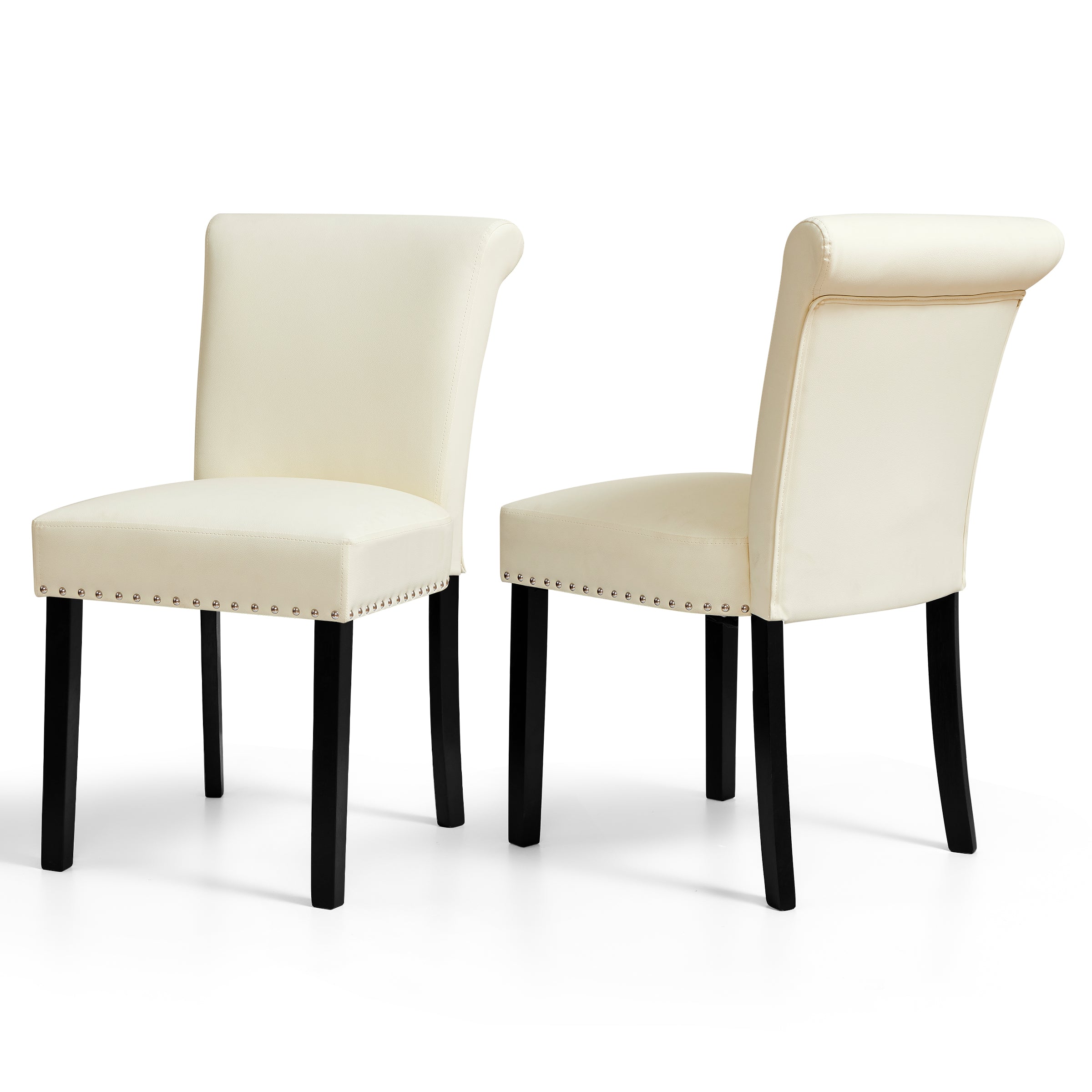 Subrtex Contemporary Nailhead PU Dining Chairs, Set of 2