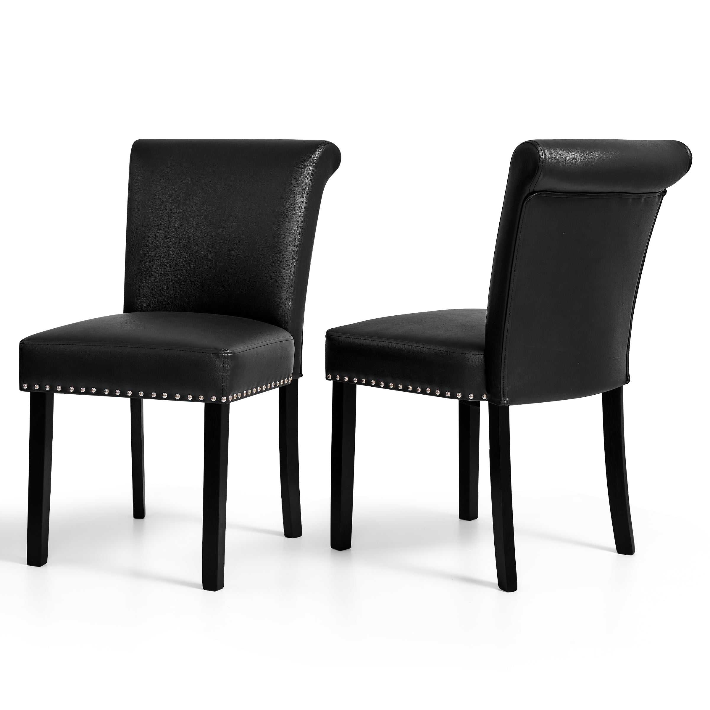 Subrtex Contemporary Nailhead PU Dining Chairs, Set of 2