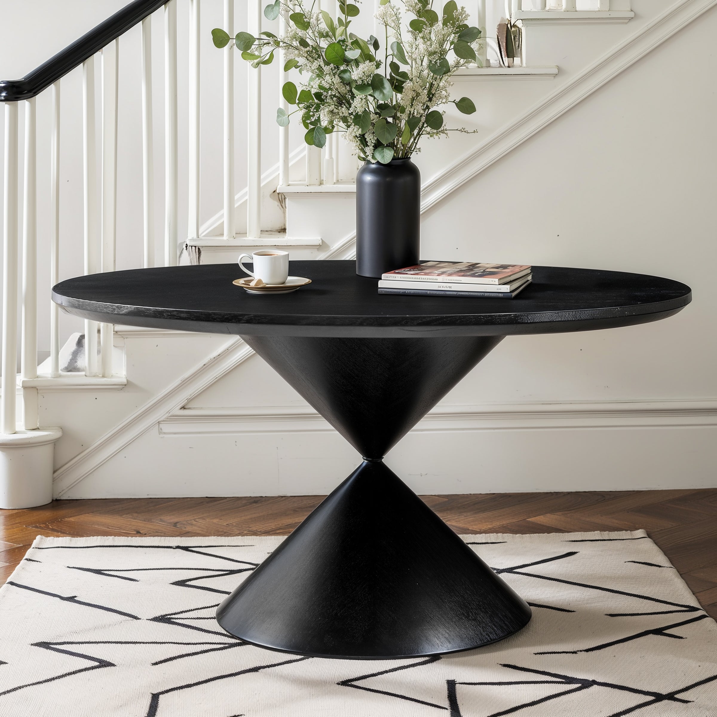 Subrtex Suspended-Look Round Dining Table With Wood Grain Integrates Modern Style