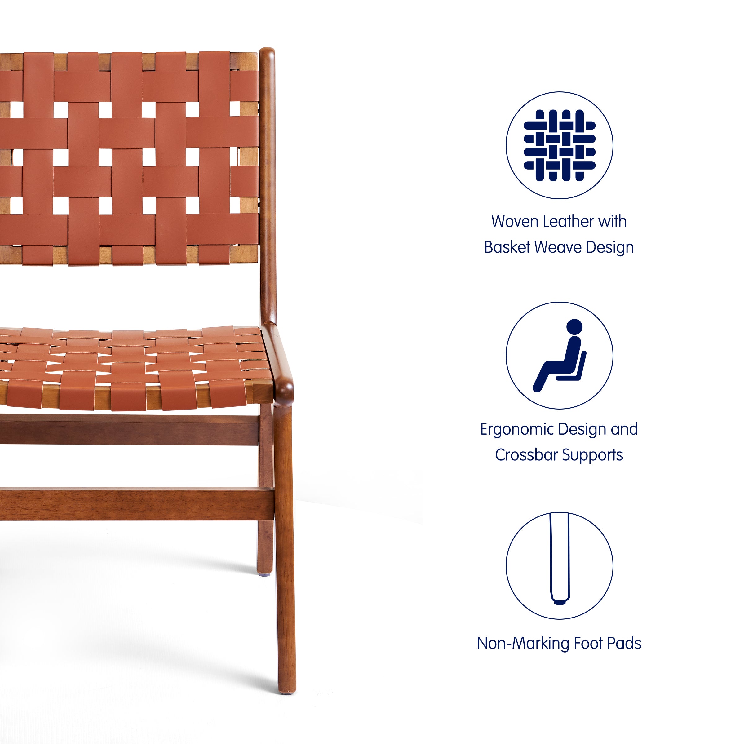 Subrtex Woven Leather Chair Set of 2, Accent Lounge Chair, Mid Century Modern Kitchen & Dining Room Chairs for Dining Room, Living Room