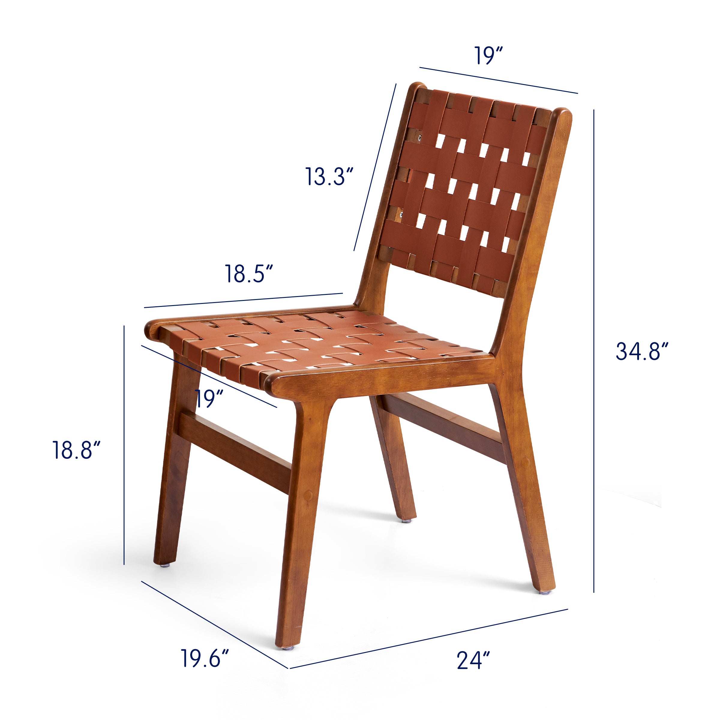 Subrtex Woven Leather Chair Set of 2, Accent Lounge Chair, Mid Century Modern Kitchen & Dining Room Chairs for Dining Room, Living Room