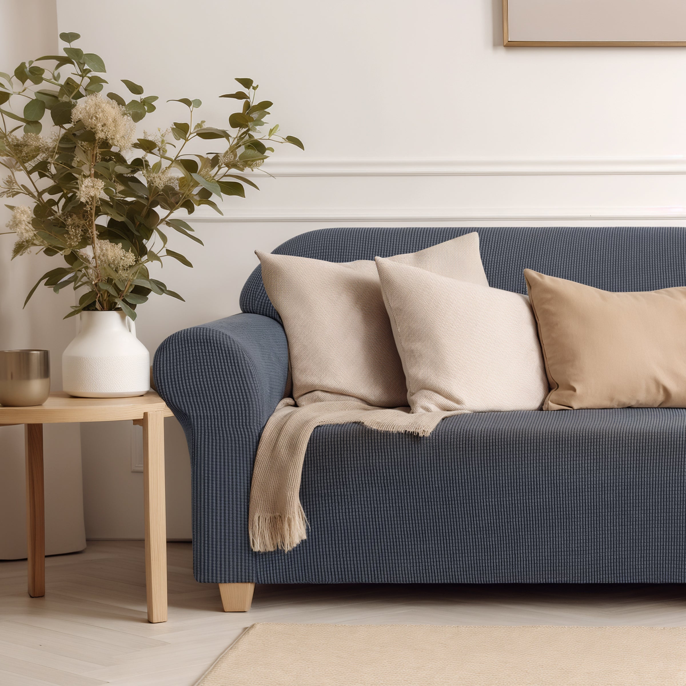 Subrtex 1-Piece Leroy Plaid Stretch Sofa Slipcover