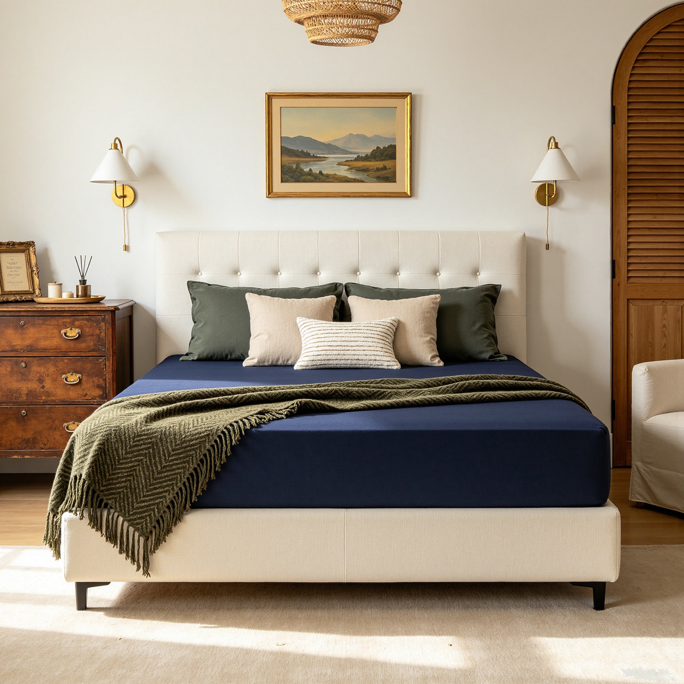 Subrtex Bedding Fitted Sheet Stain Resistant Soft Brushed Microfiber Single 1 Fitted Sheet for Mattress