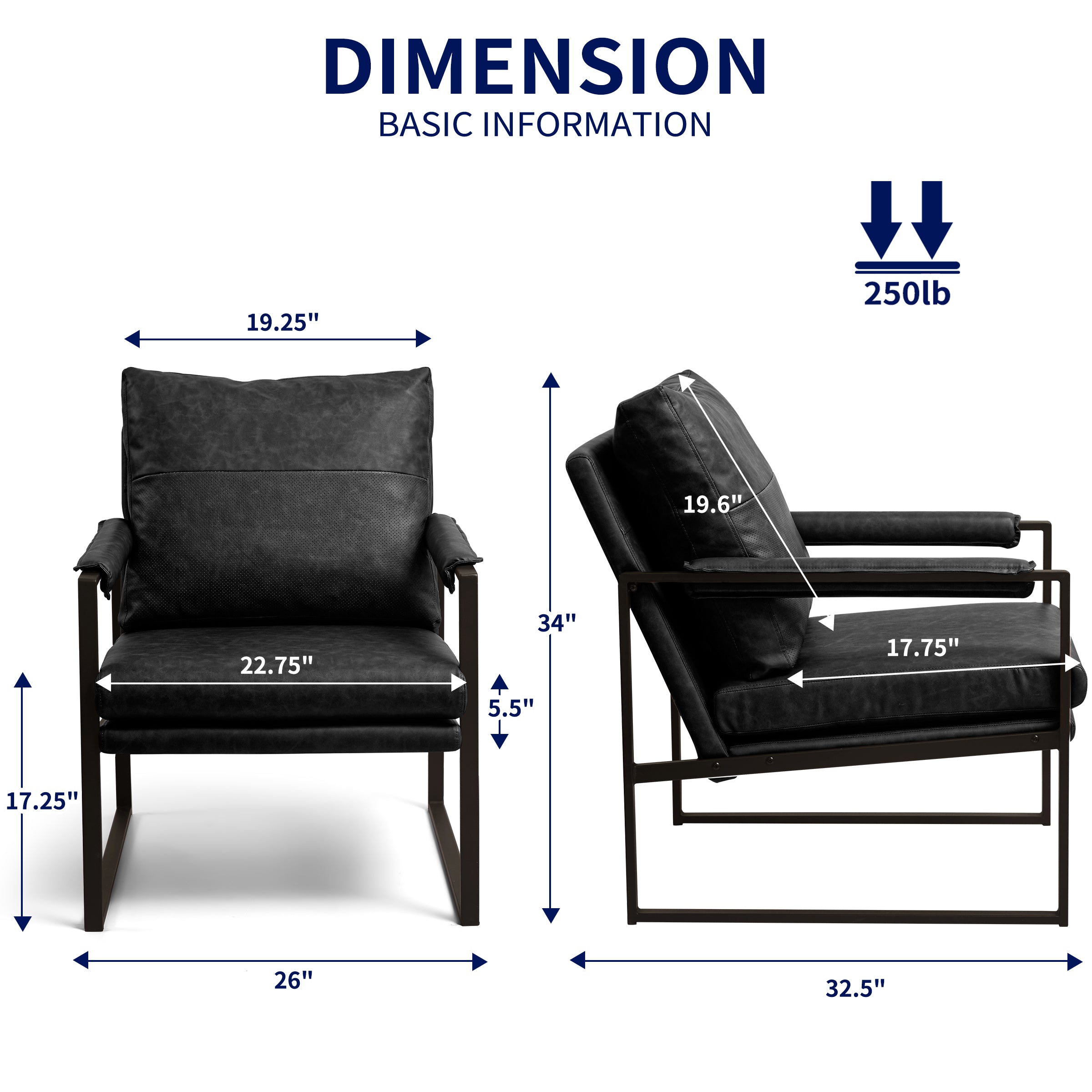 Faux Leather Upholstered Accent Armchair