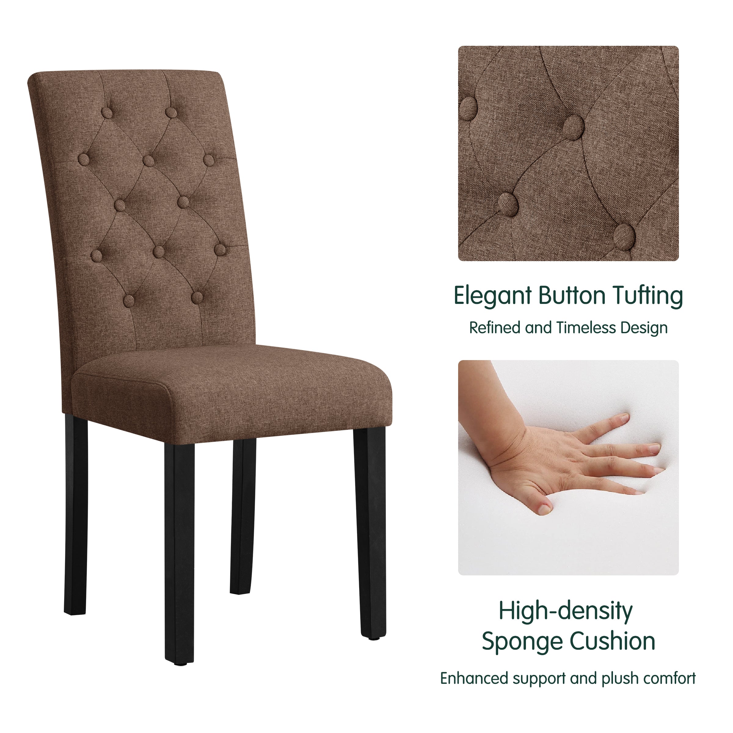 Subrtex Elegant Linen Padded Parsons Dining Chairs, Set of 2