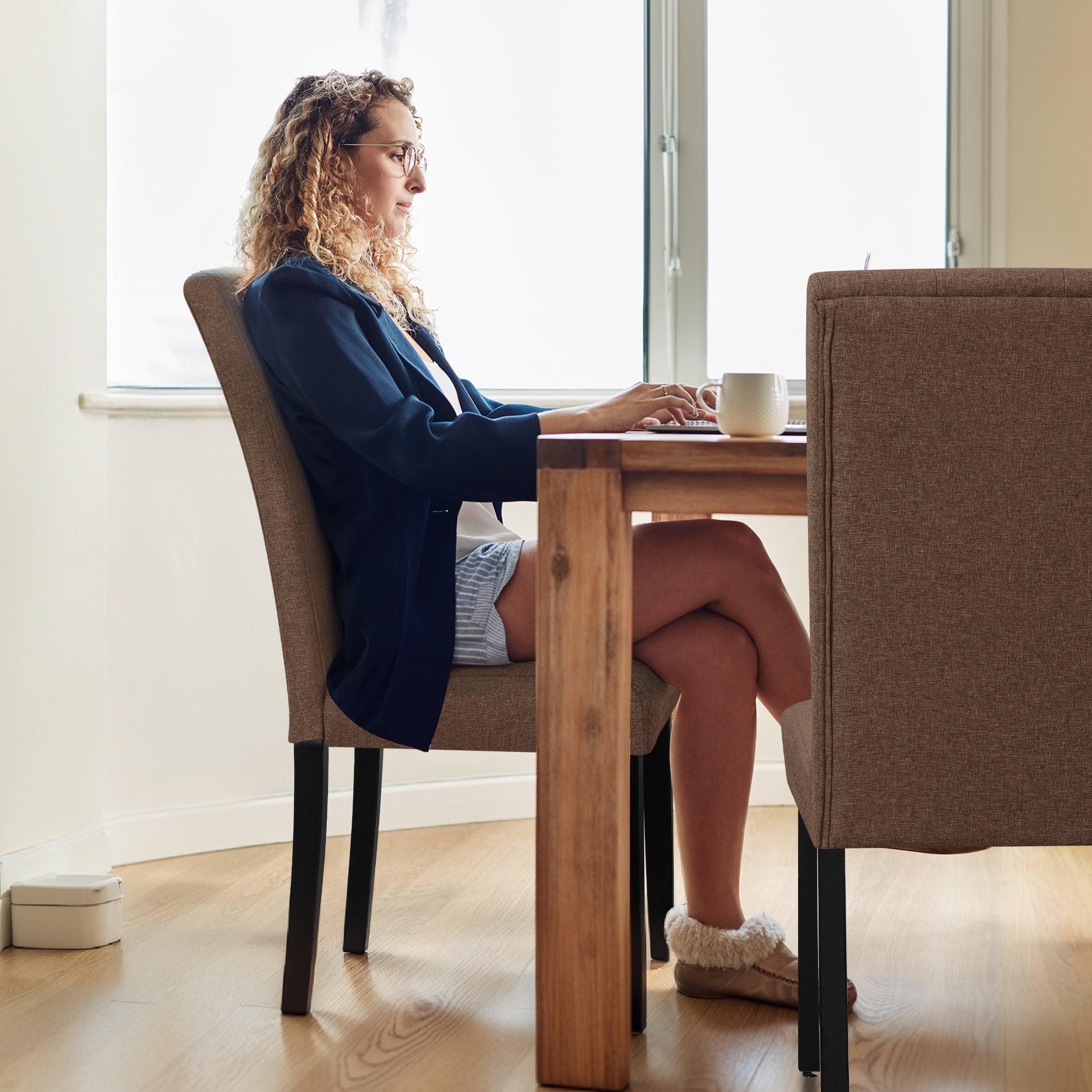 Subrtex Elegant Linen Padded Parsons Dining Chairs, Set of 2