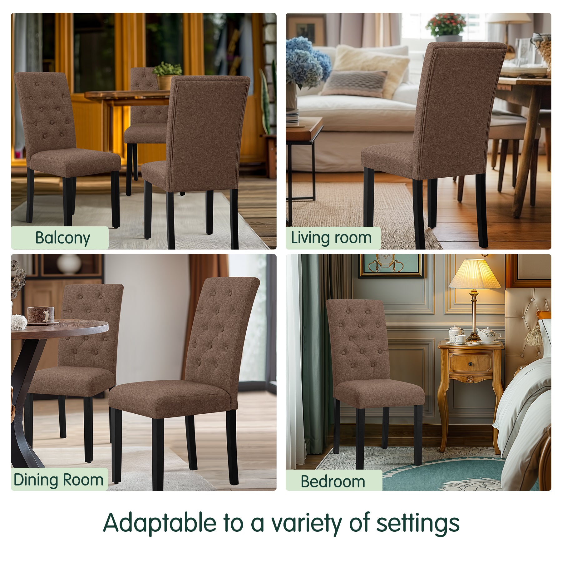 Subrtex Elegant Linen Padded Parsons Dining Chairs, Set of 2