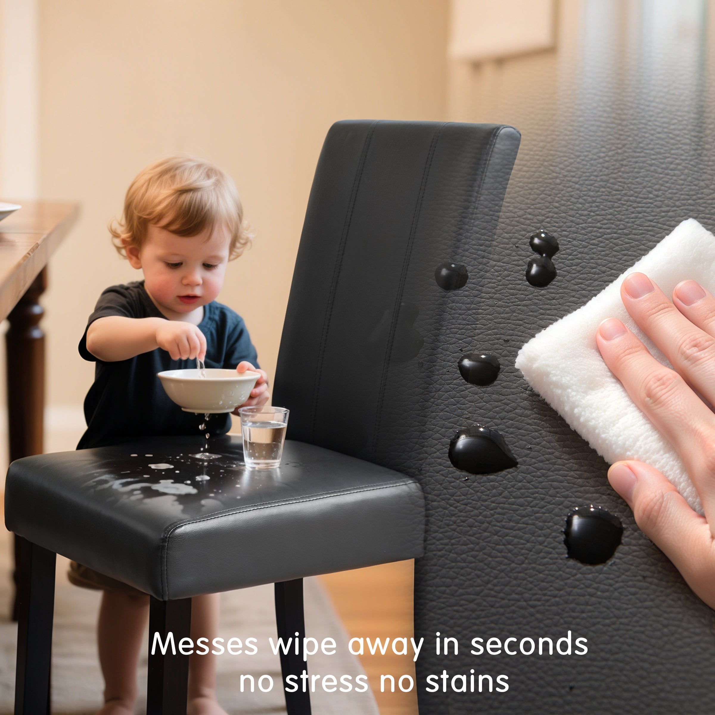 Subrtex Modern Upholstered PU Leather Dining Chairs, Set of 2