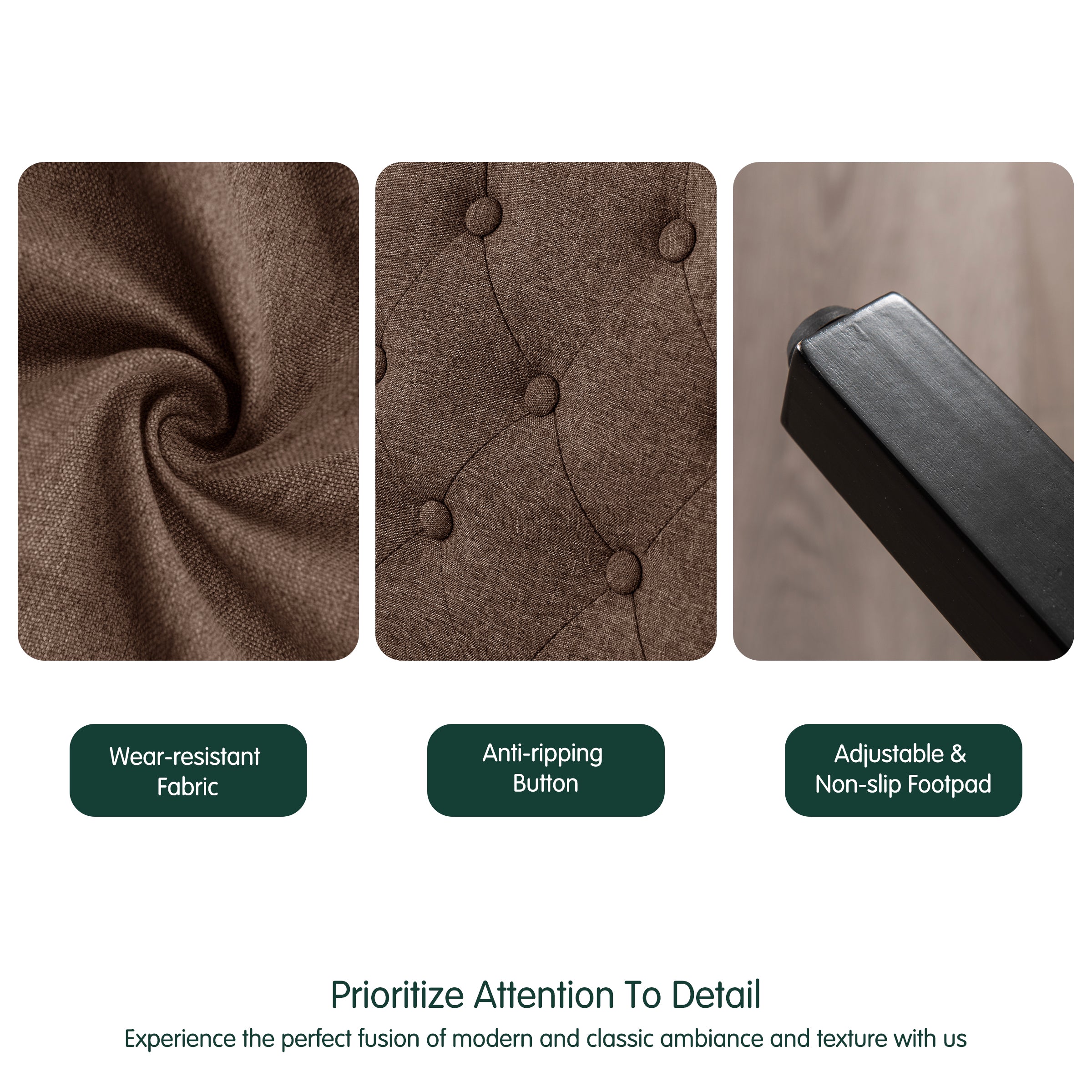 Subrtex Elegant Linen Padded Parsons Dining Chairs, Set of 2