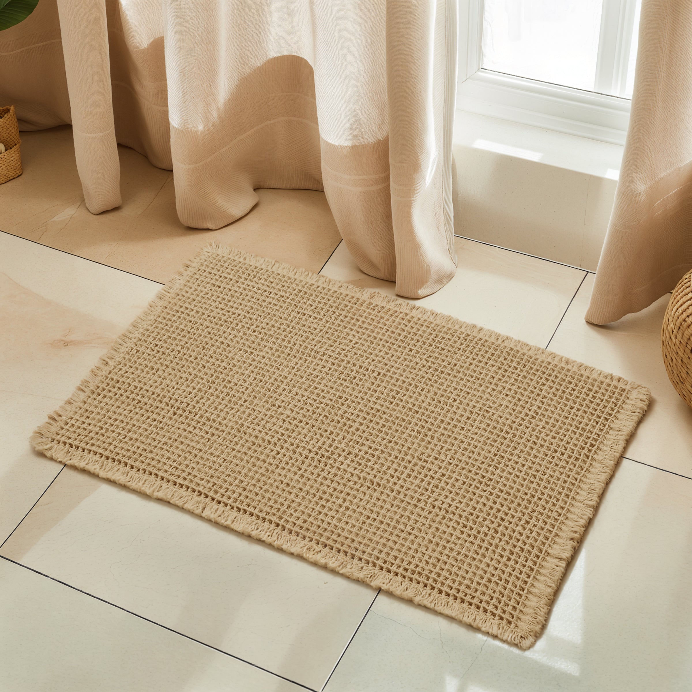 Subrtex Waffle Weave Bathroom Rug, Non Slips, Bath Rug for Bathroom