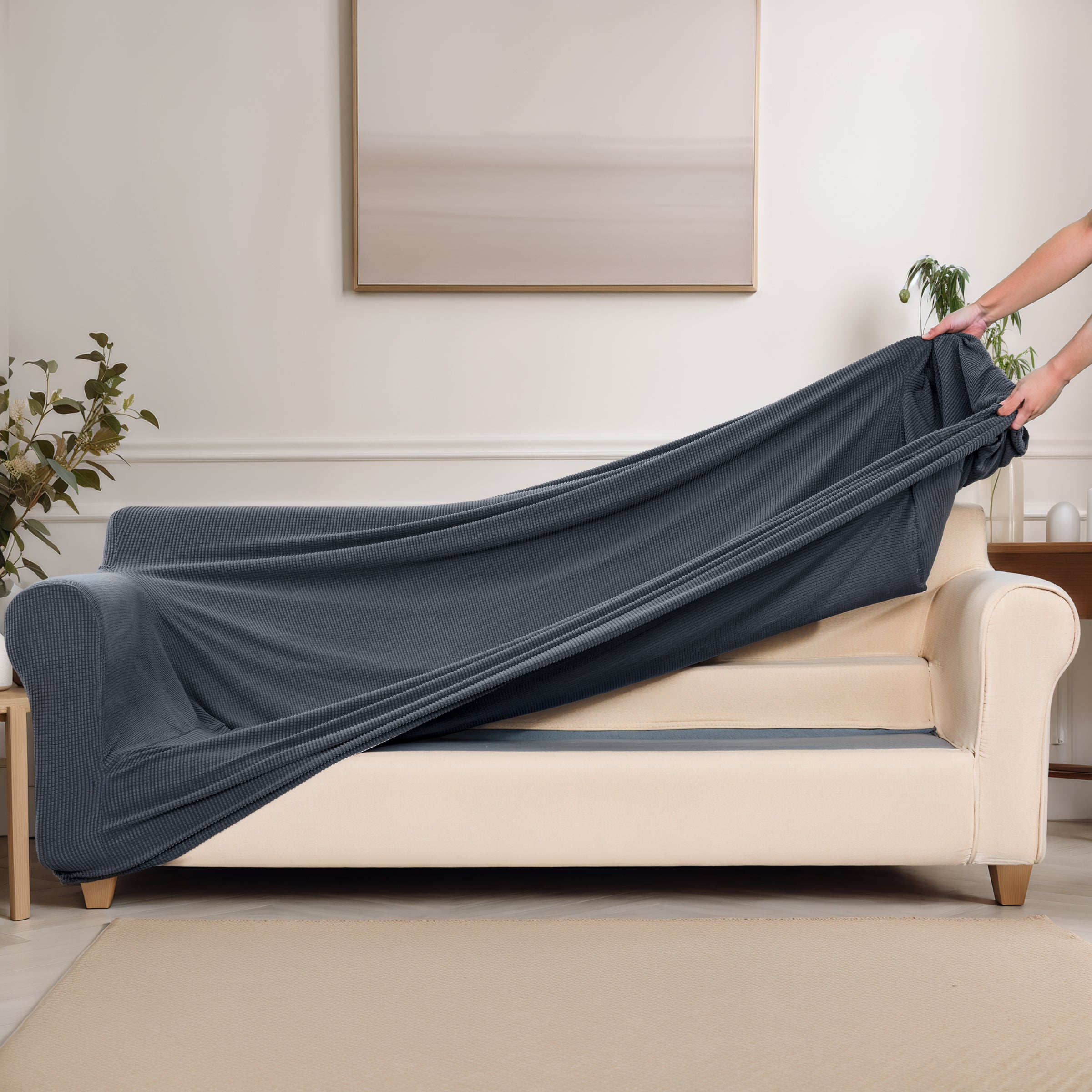 Subrtex 1-Piece Leroy Plaid Stretch Sofa Slipcover