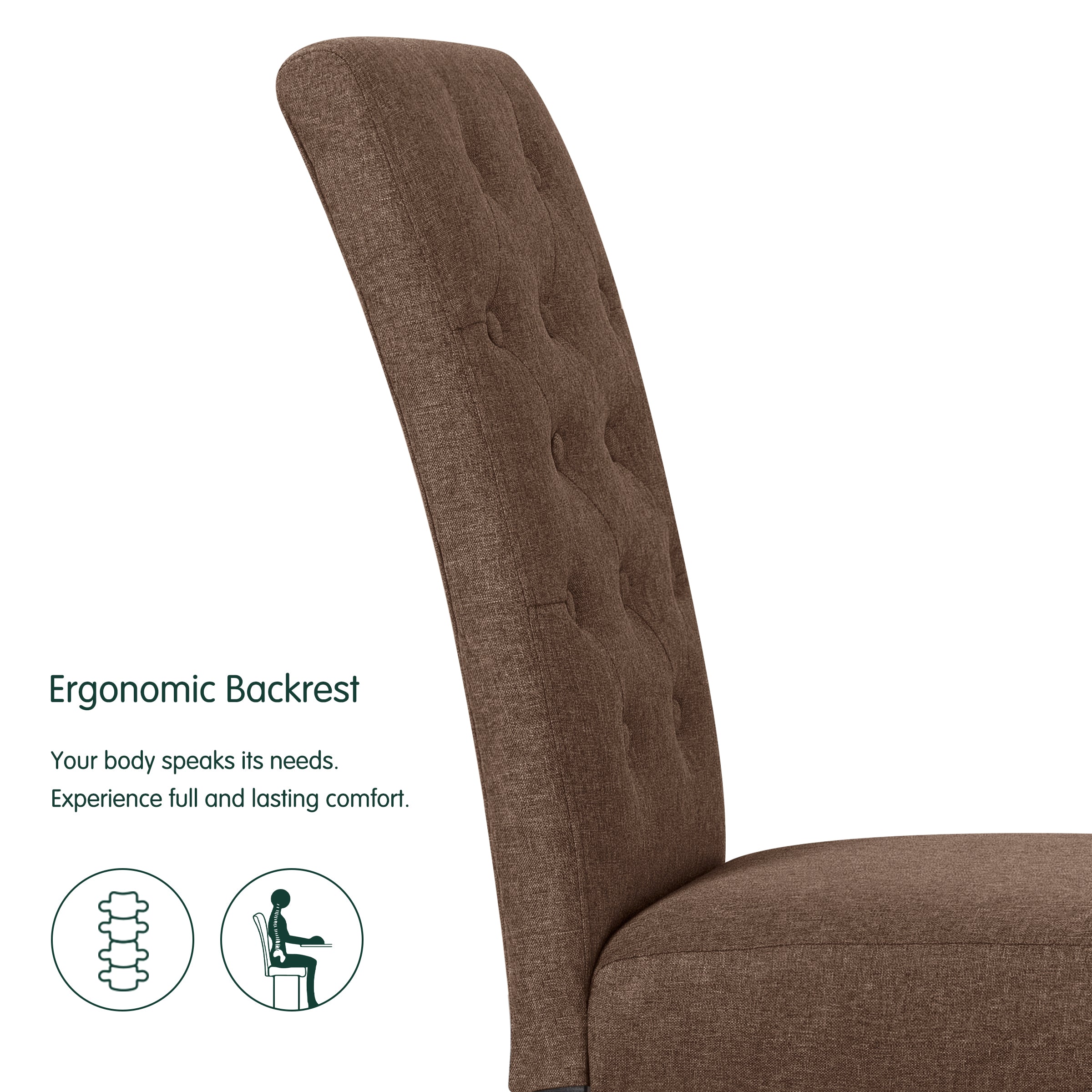 Subrtex Elegant Linen Padded Parsons Dining Chairs, Set of 2