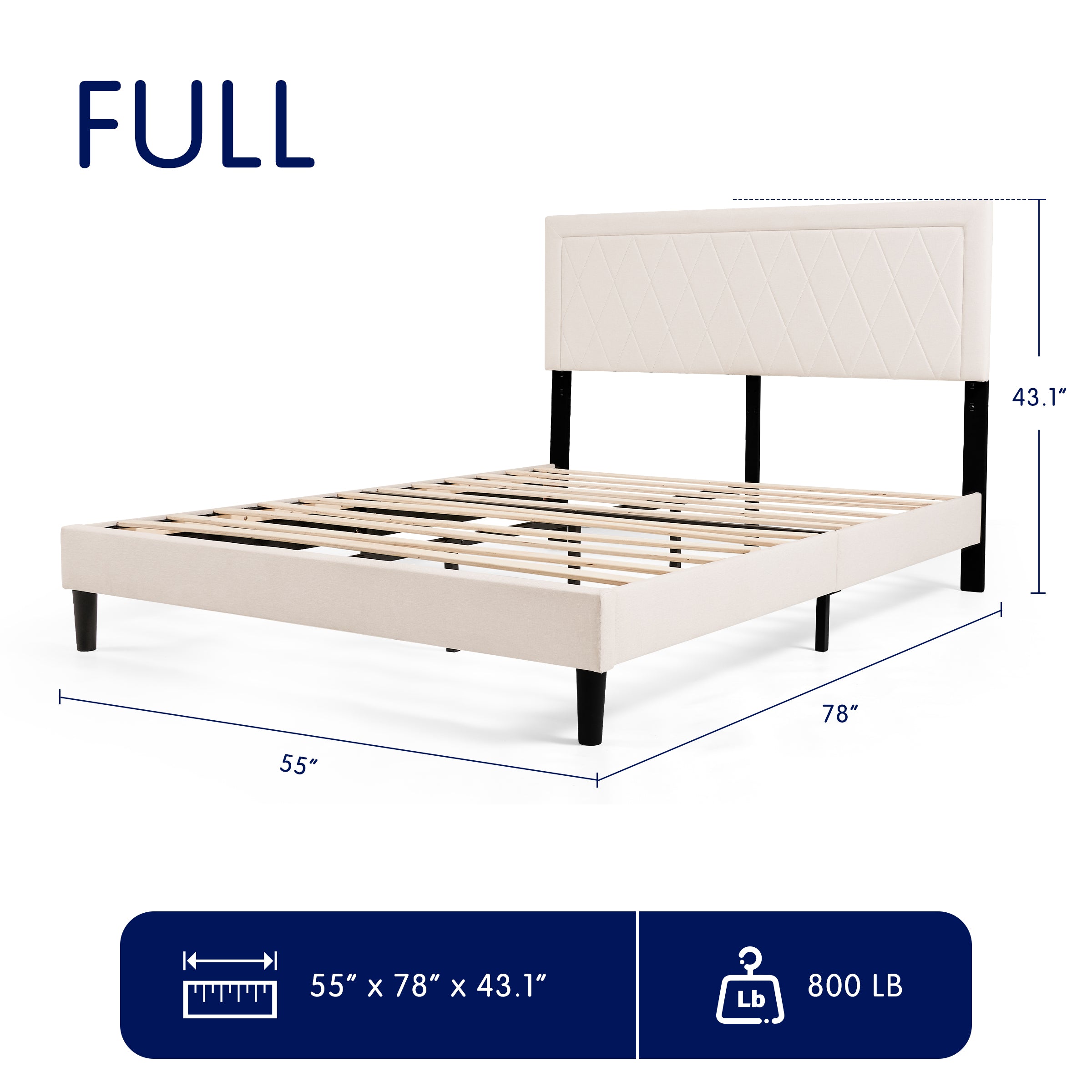 Subrtex Modern Diamond - Patterned Upholstered Bed Frame