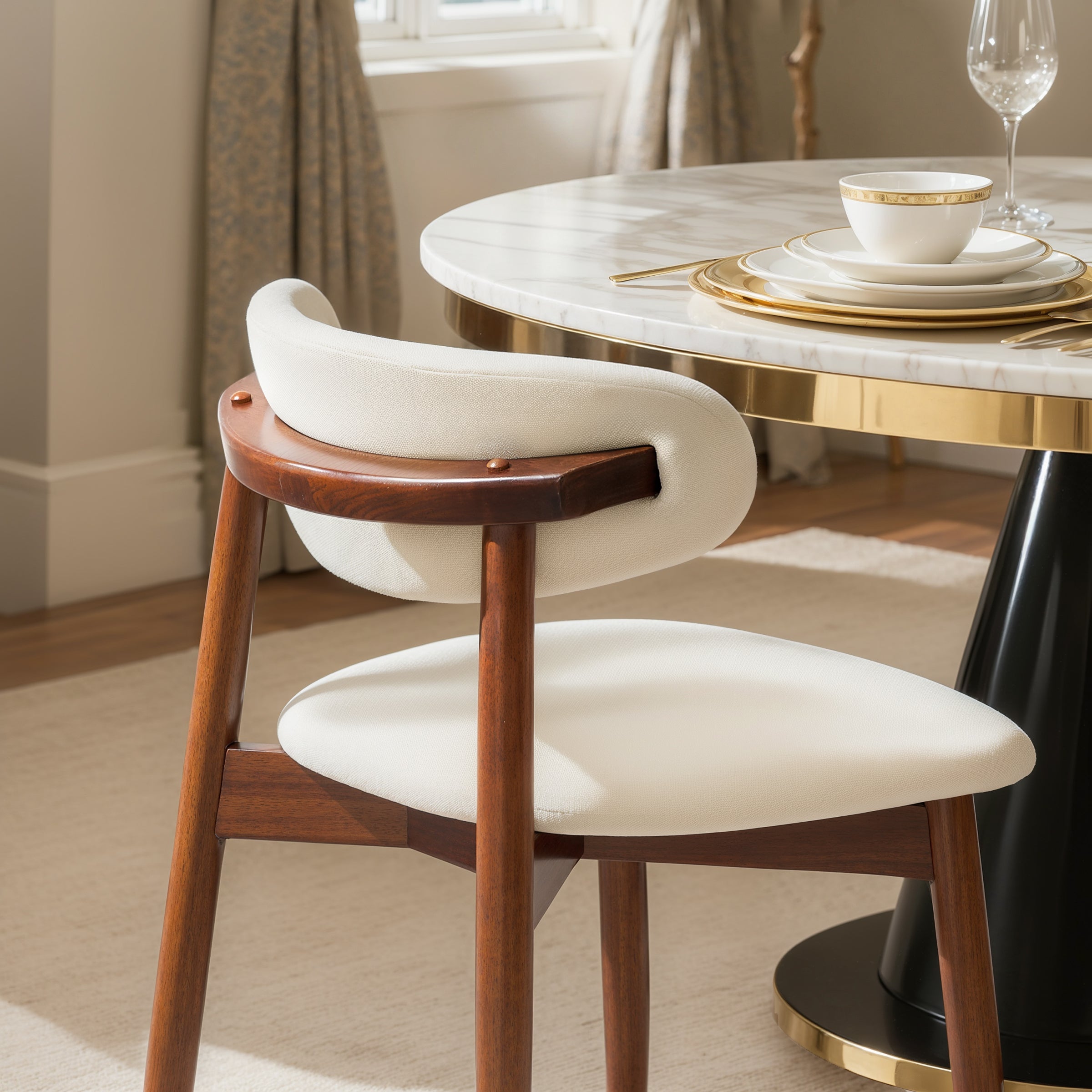 Subrtex Upholstered Solid Wood Side Dining Chairs (Set of 2) - Comfortable Kitchen & Dining Room Seating - Easy to Match Decor