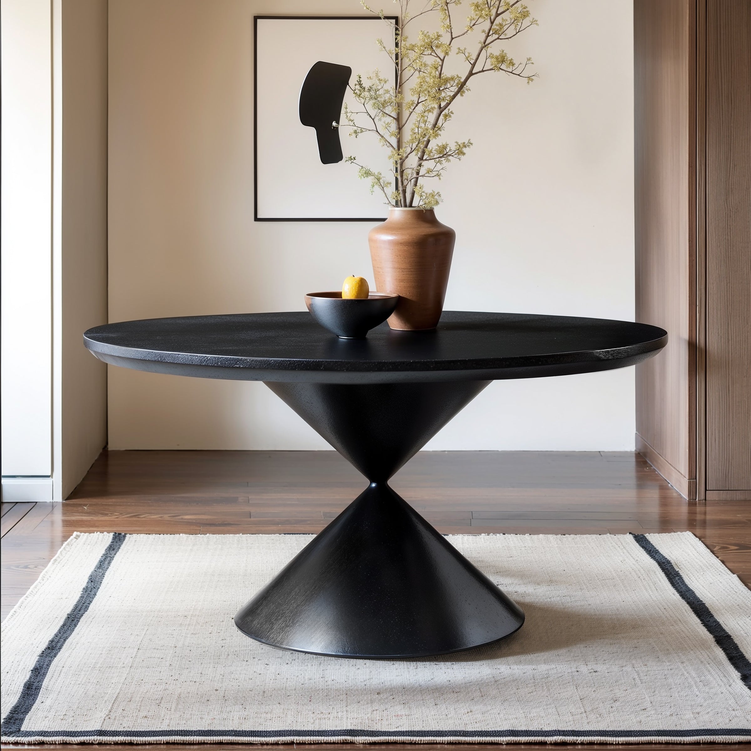 Subrtex Suspended-Look Round Dining Table With Wood Grain Integrates Modern Style