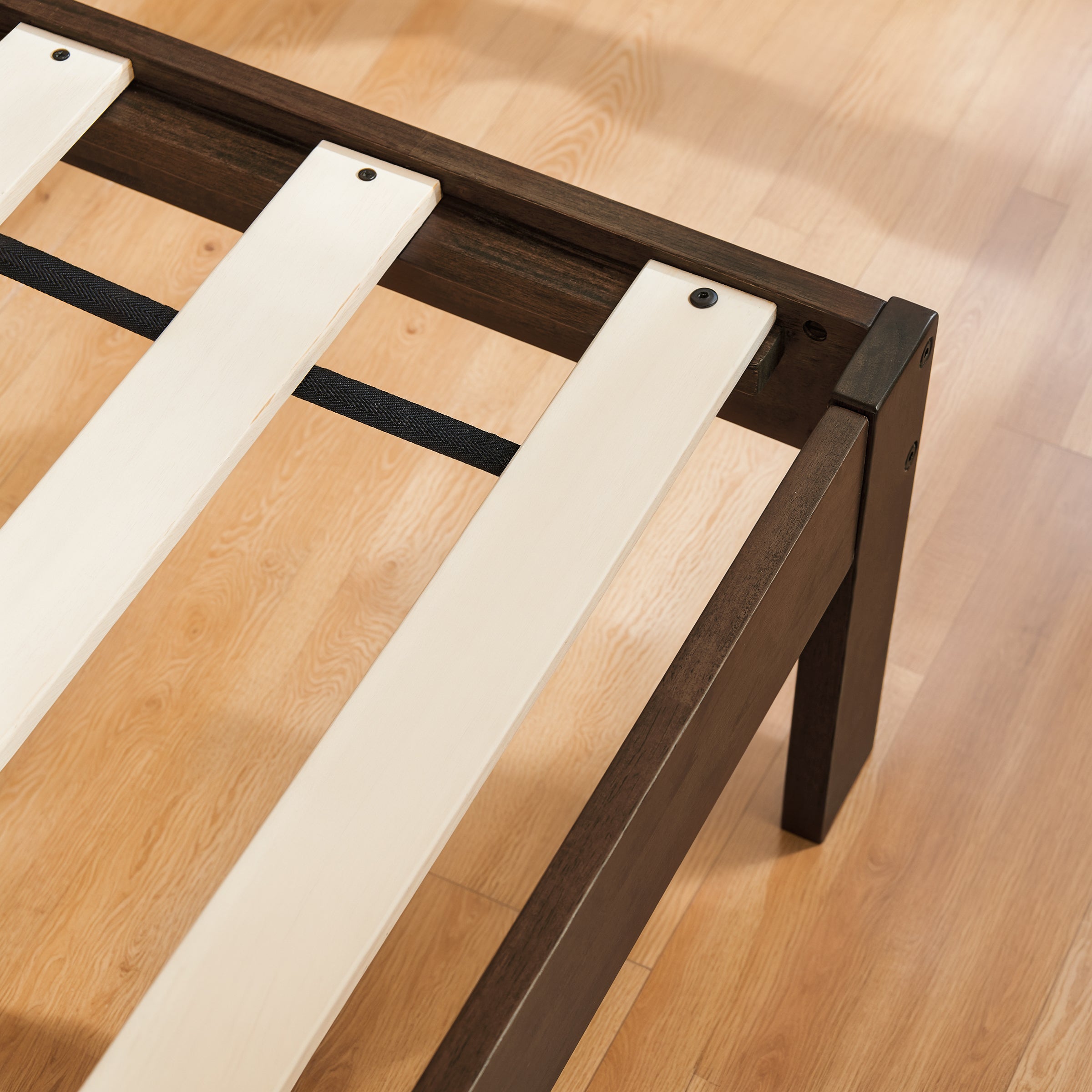 Subrtex 12" Minimalist Solid Wooden Platform Backrest Bed Frame with Headboard