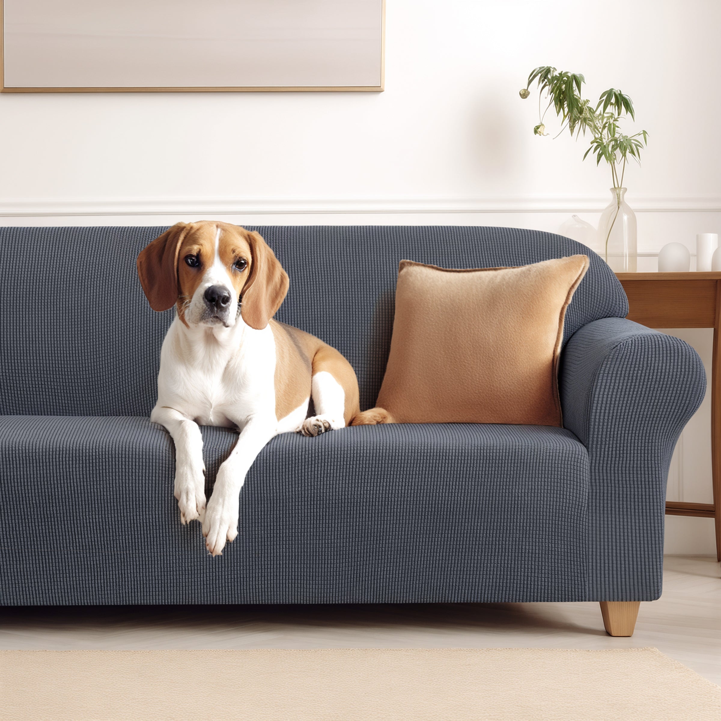 Subrtex 1-Piece Leroy Plaid Stretch Sofa Slipcover