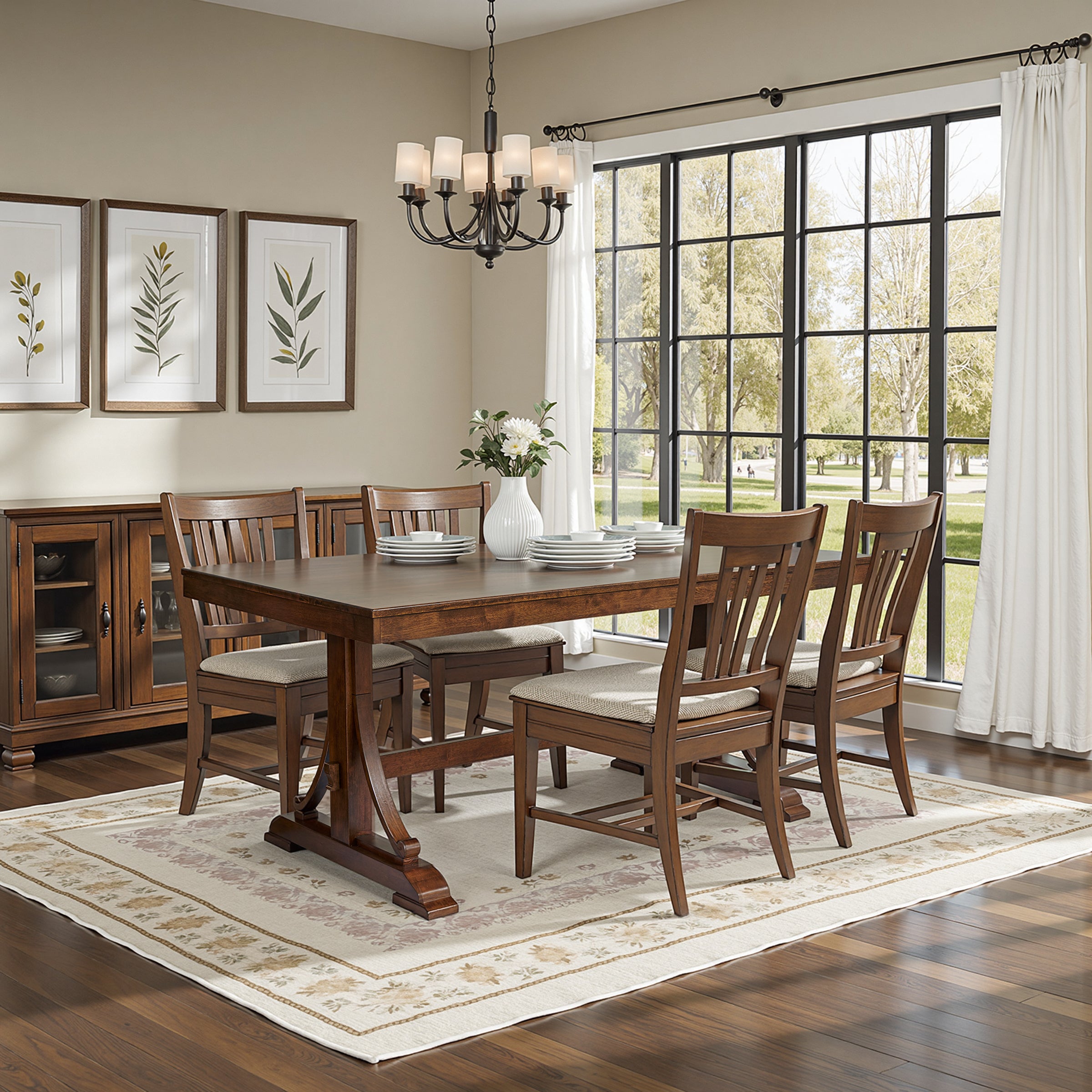 Subrtex Classical Minimalist Dining Table , Solid Wood, 6 - Person Seating, Elegant Design