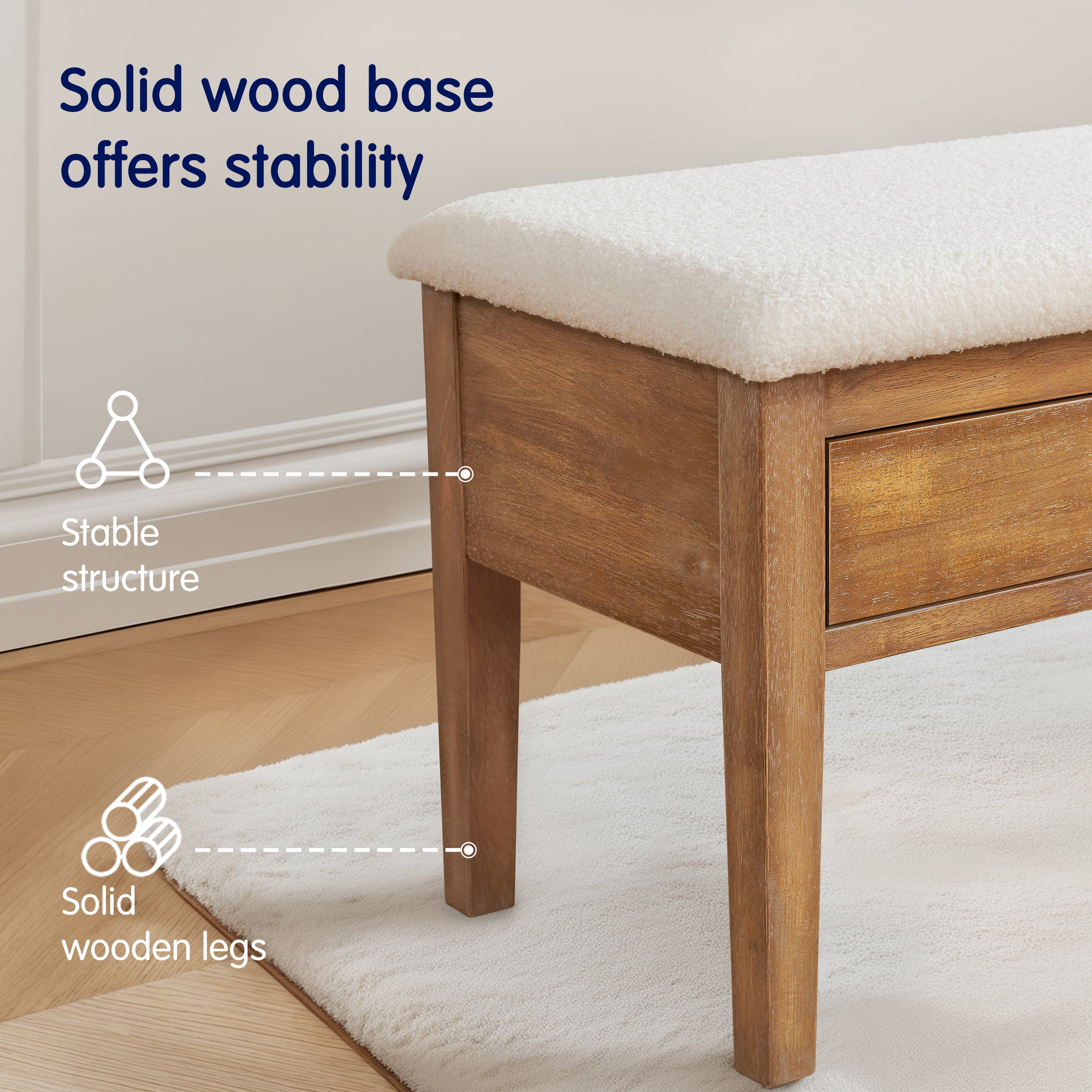 Subrtex Modern Upholstered Storage Bench with Drawers