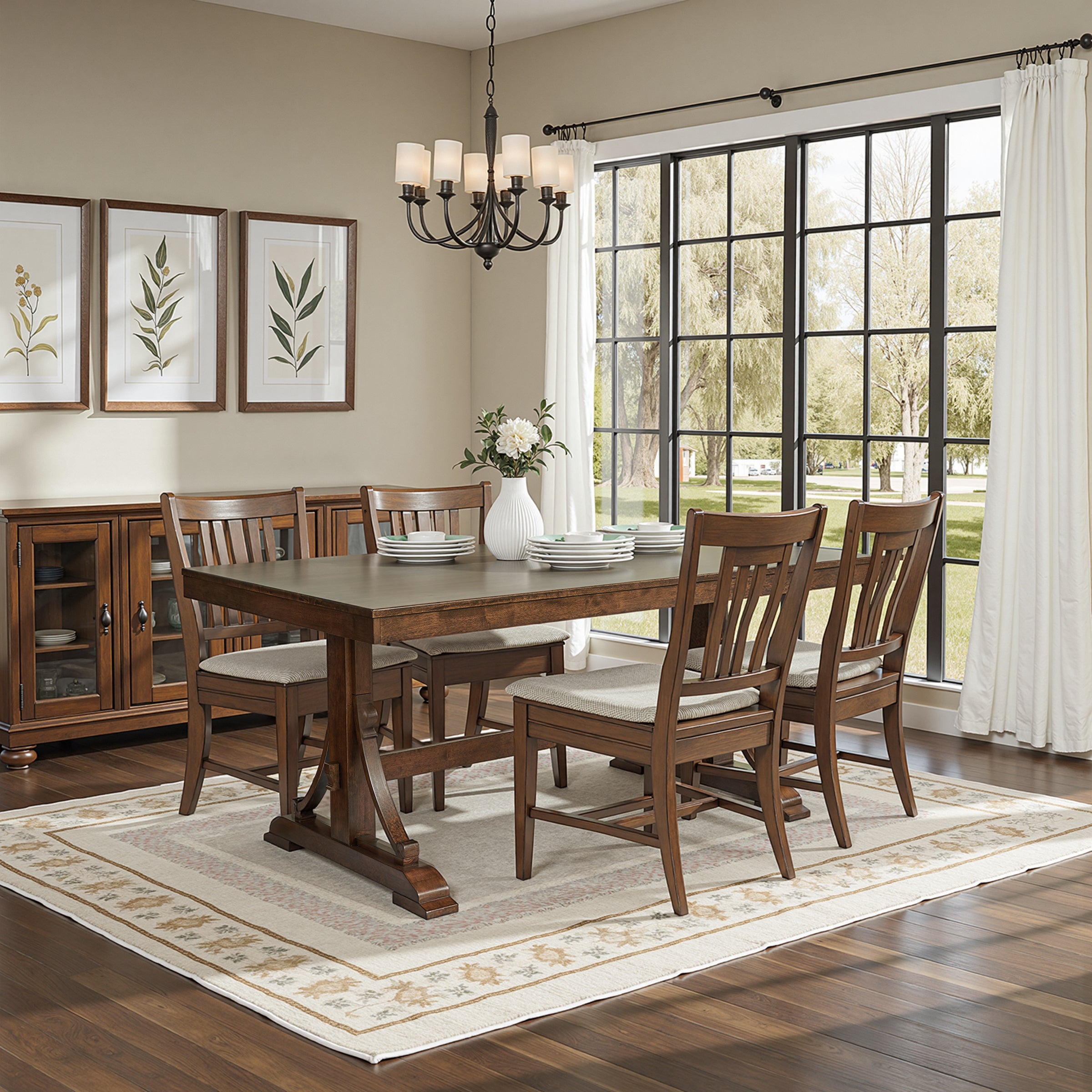 Subrtex Classical Minimalist Dining Table , Solid Wood, 6 - Person Seating, Elegant Design