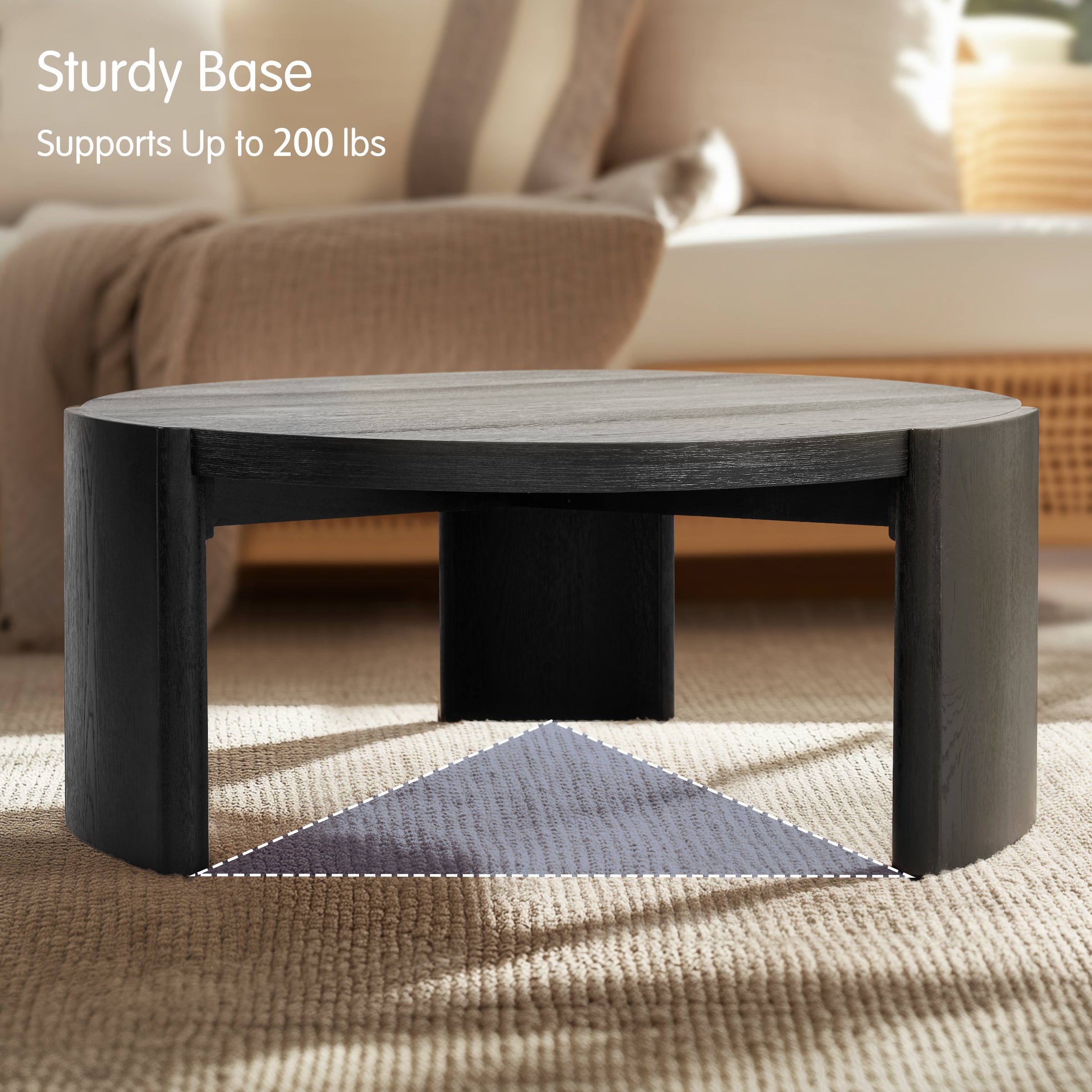 Subrtex Modern Round Side Coffee Table, Solid Wood Sofa Table for Living Spaces & Bedroom Decor