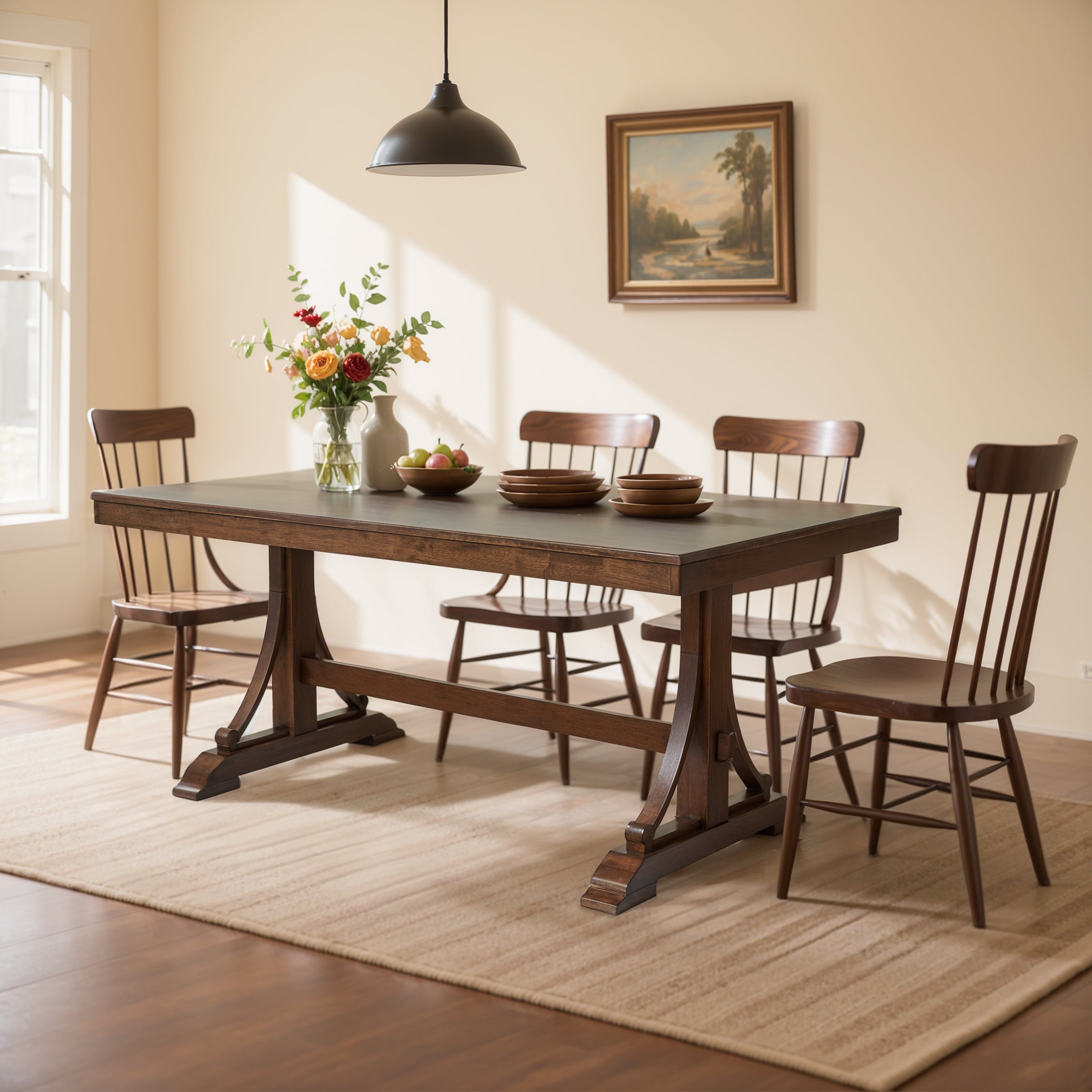 Subrtex Classical Minimalist Dining Table , Solid Wood, 6 - Person Seating, Elegant Design