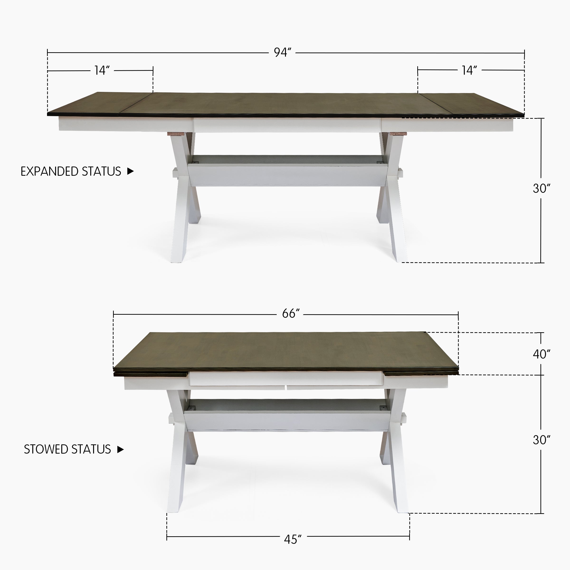 Subrtex Extendable Solid Wood Dining Table(66"-94")-Fits up to 8