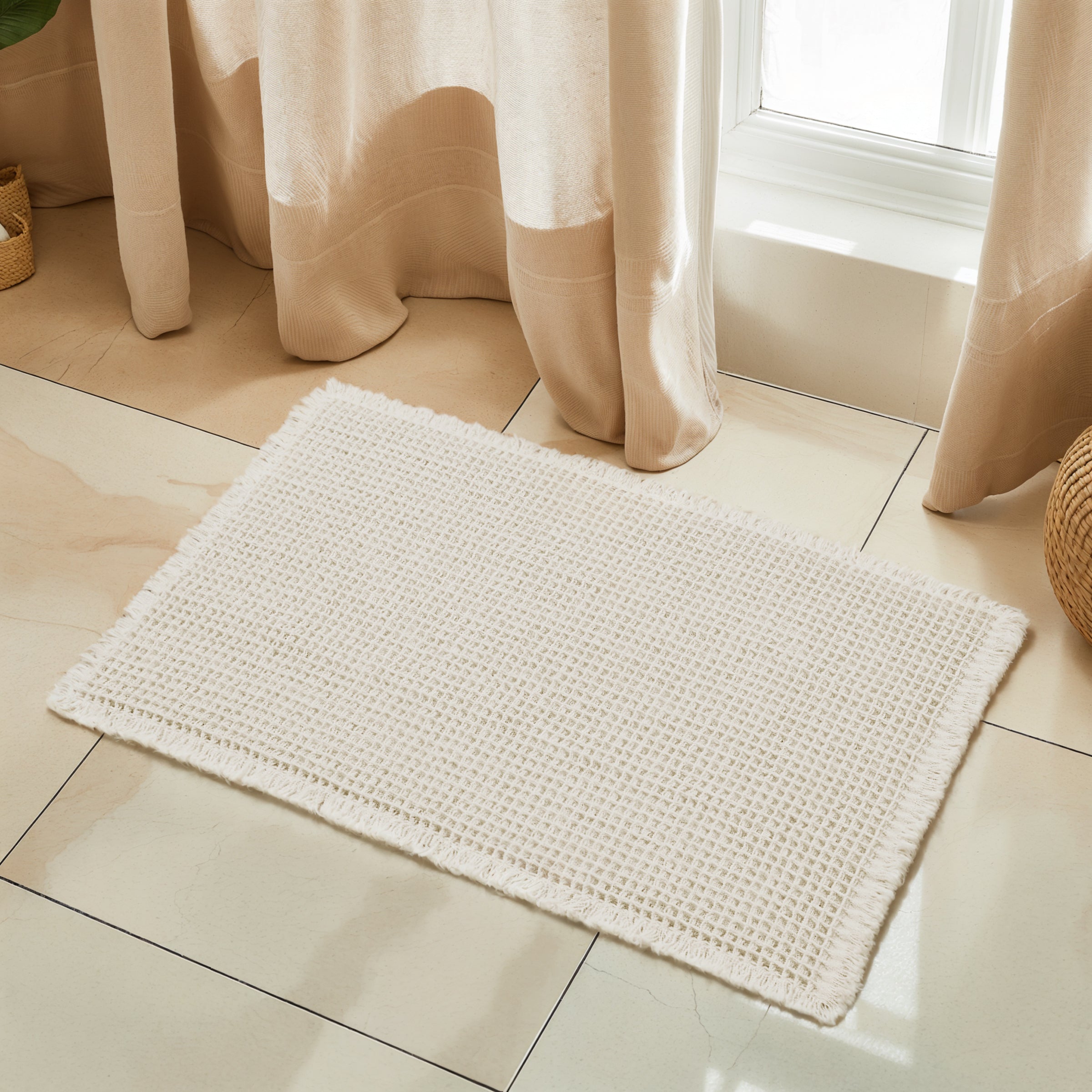 Subrtex Waffle Weave Bathroom Rug, Non Slips, Bath Rug for Bathroom