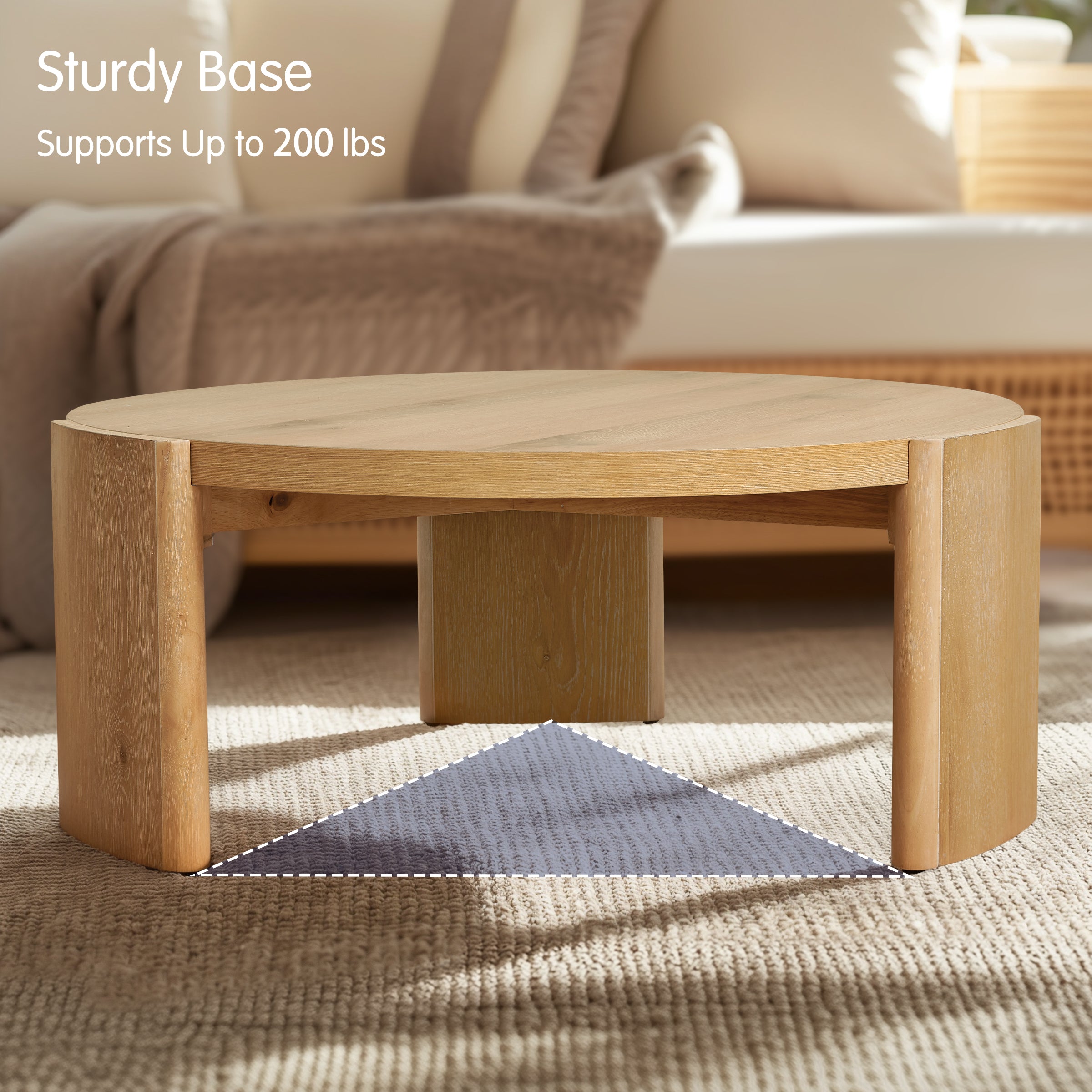Subrtex Modern Round Side Coffee Table, Solid Wood Sofa Table for Living Spaces & Bedroom Decor