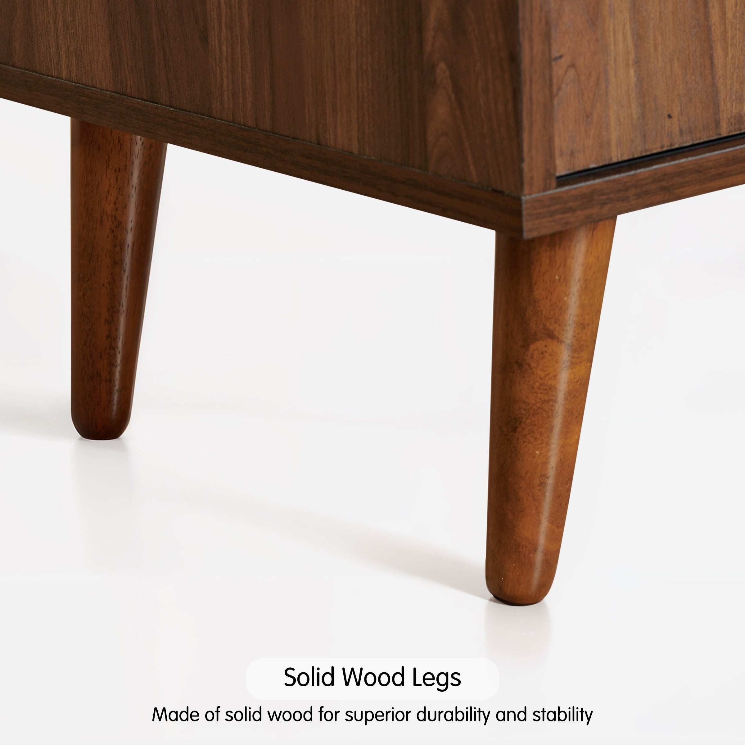 Subrtex 64" Rubberwood TV Stand with Sliding Doors, Adjustable Shelves & Cable Management