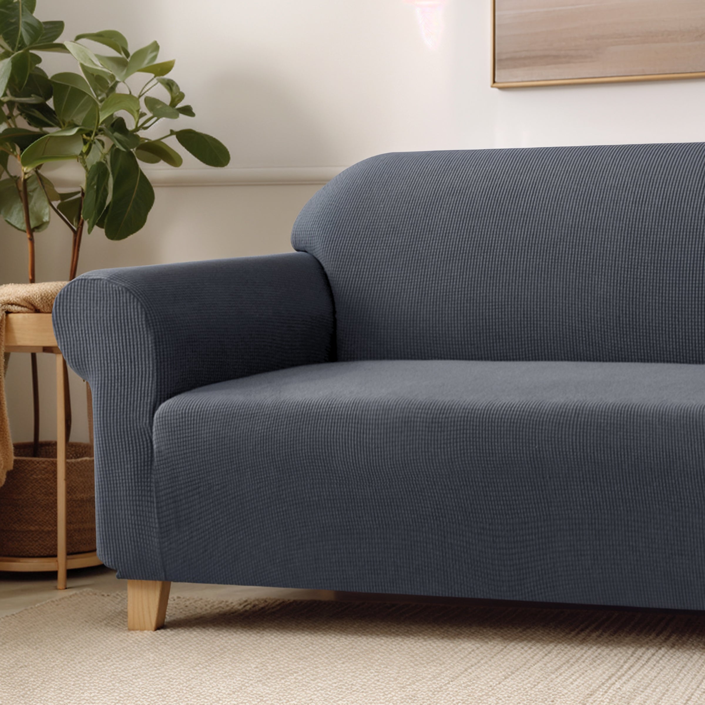 Subrtex 1-Piece Leroy Plaid Stretch Sofa Slipcover