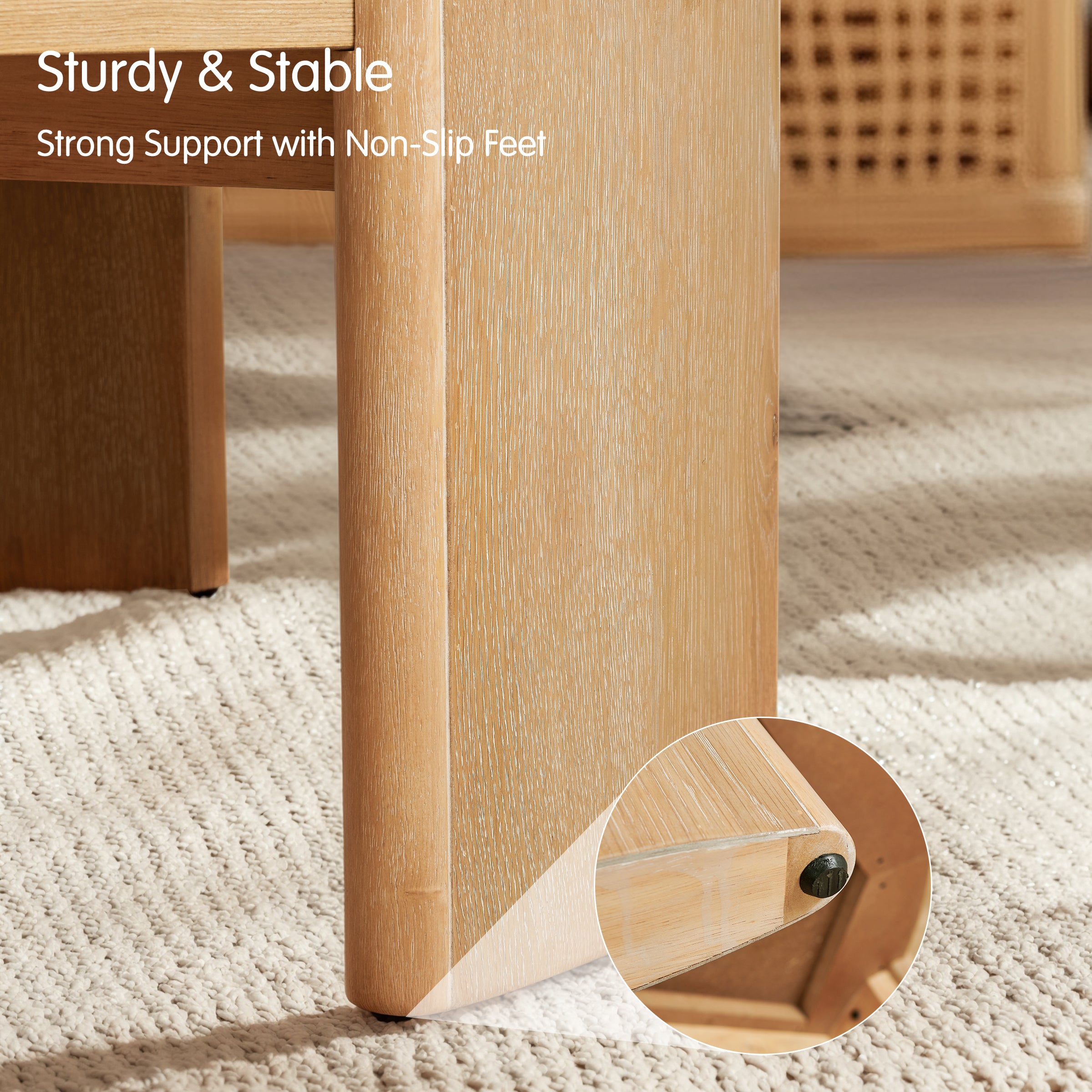 Subrtex Modern Round Side Coffee Table, Solid Wood Sofa Table for Living Spaces & Bedroom Decor