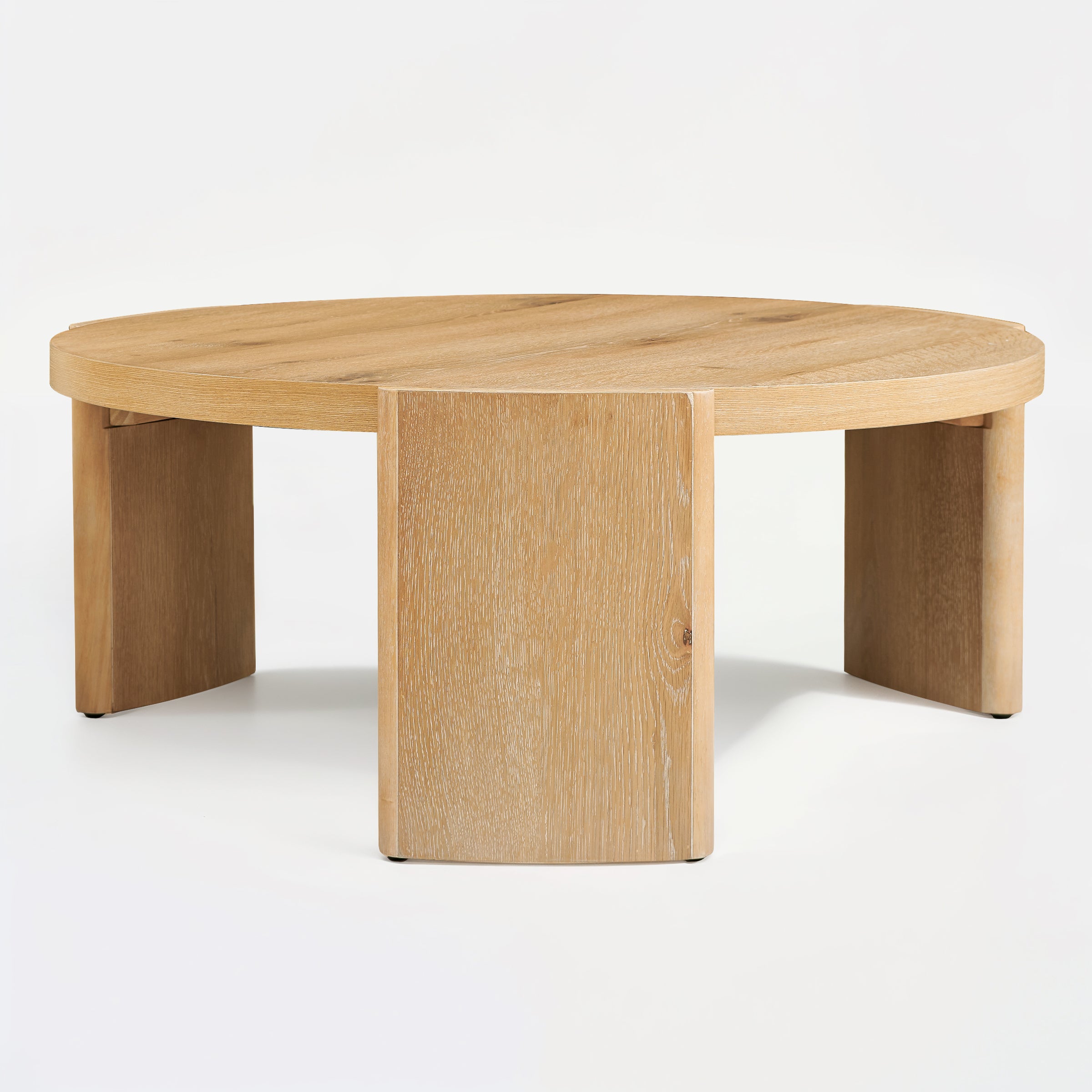 Subrtex Modern Round Side Coffee Table, Solid Wood Sofa Table for Living Spaces & Bedroom Decor