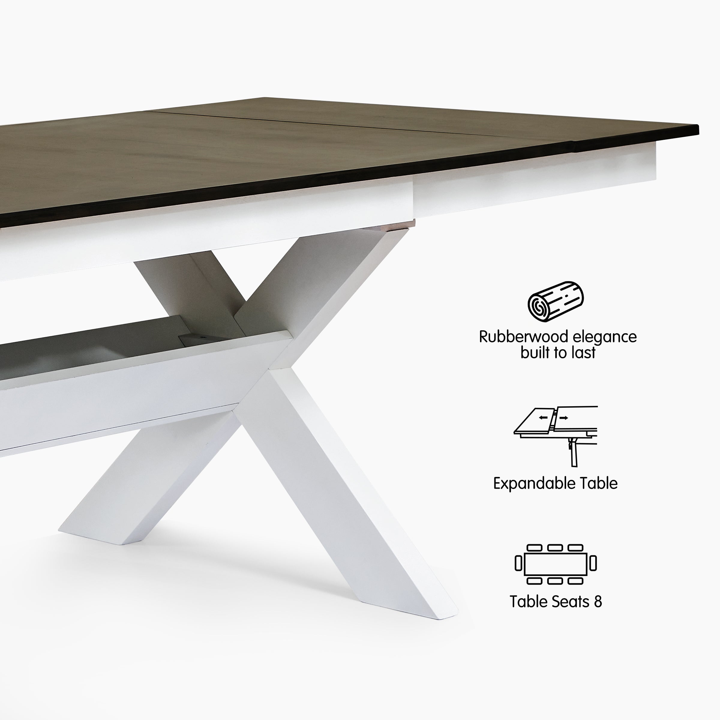 Subrtex Extendable Solid Wood Dining Table(66"-94")-Fits up to 8