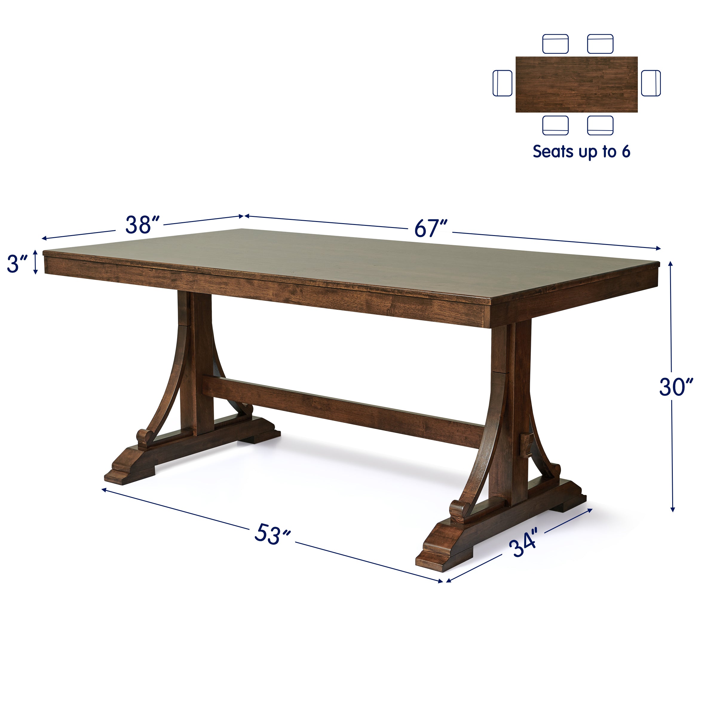 Subrtex Classical Minimalist Dining Table , Solid Wood, 6 - Person Seating, Elegant Design