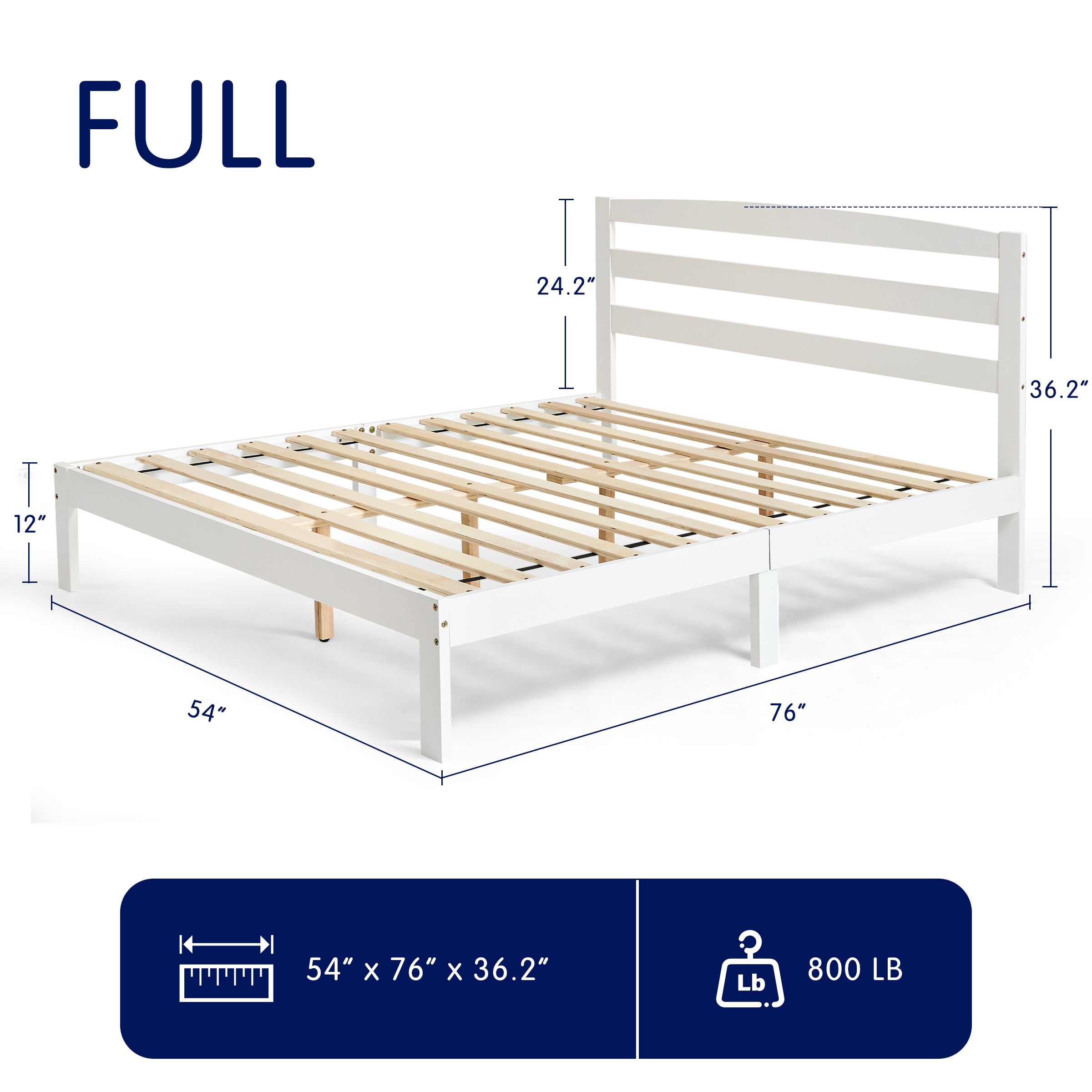 Subrtex 12" Minimalist Solid Wooden Platform Backrest Bed Frame with Headboard