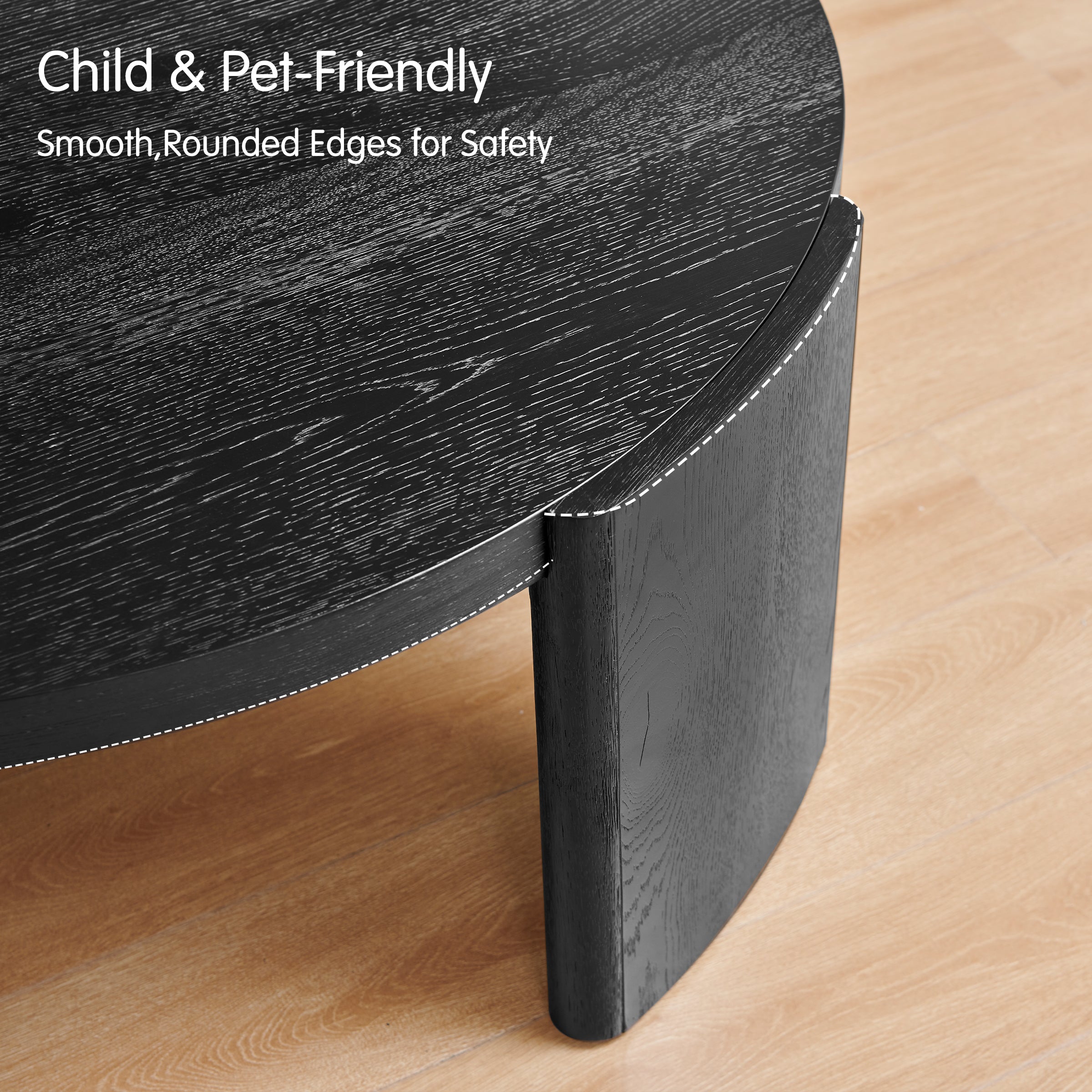 Subrtex Modern Round Side Coffee Table, Solid Wood Sofa Table for Living Spaces & Bedroom Decor