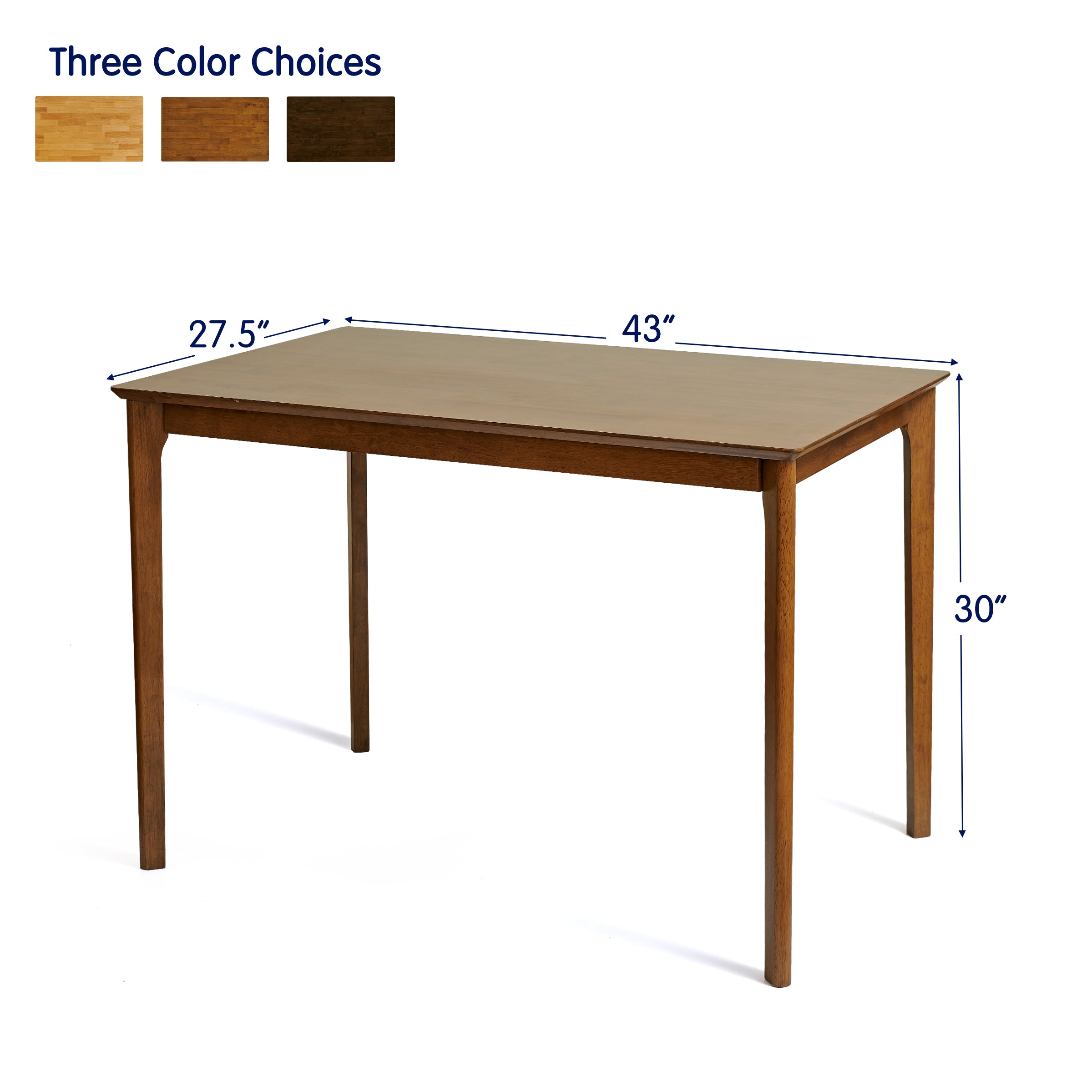 Subrtex Dining Table for 4, 43 Inches Rectangular Solid Wood Kitchen Table for Small Space, Modern Dinner Table for Dining Room, Living Room, Office