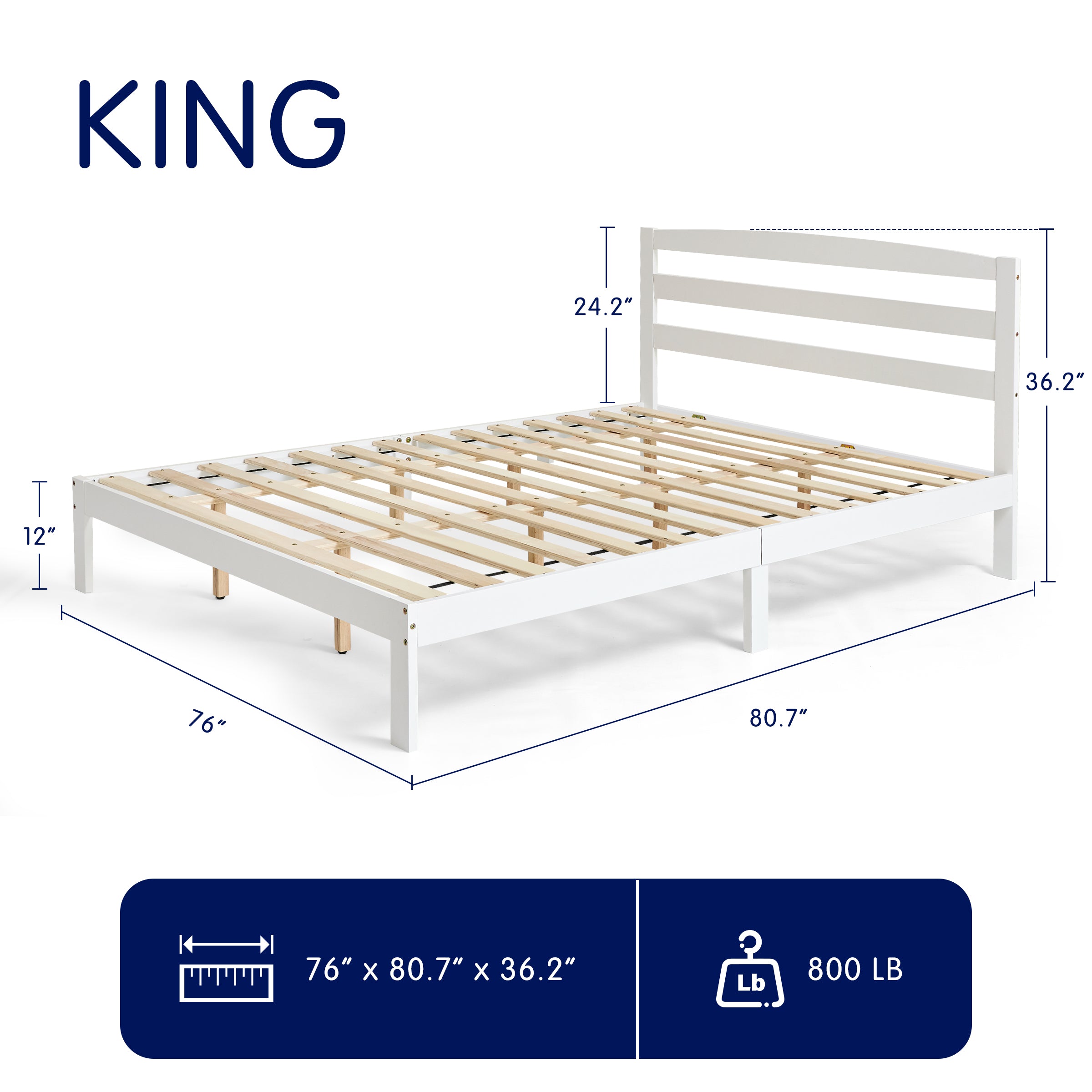 Subrtex 12" Minimalist Solid Wooden Platform Backrest Bed Frame with Headboard