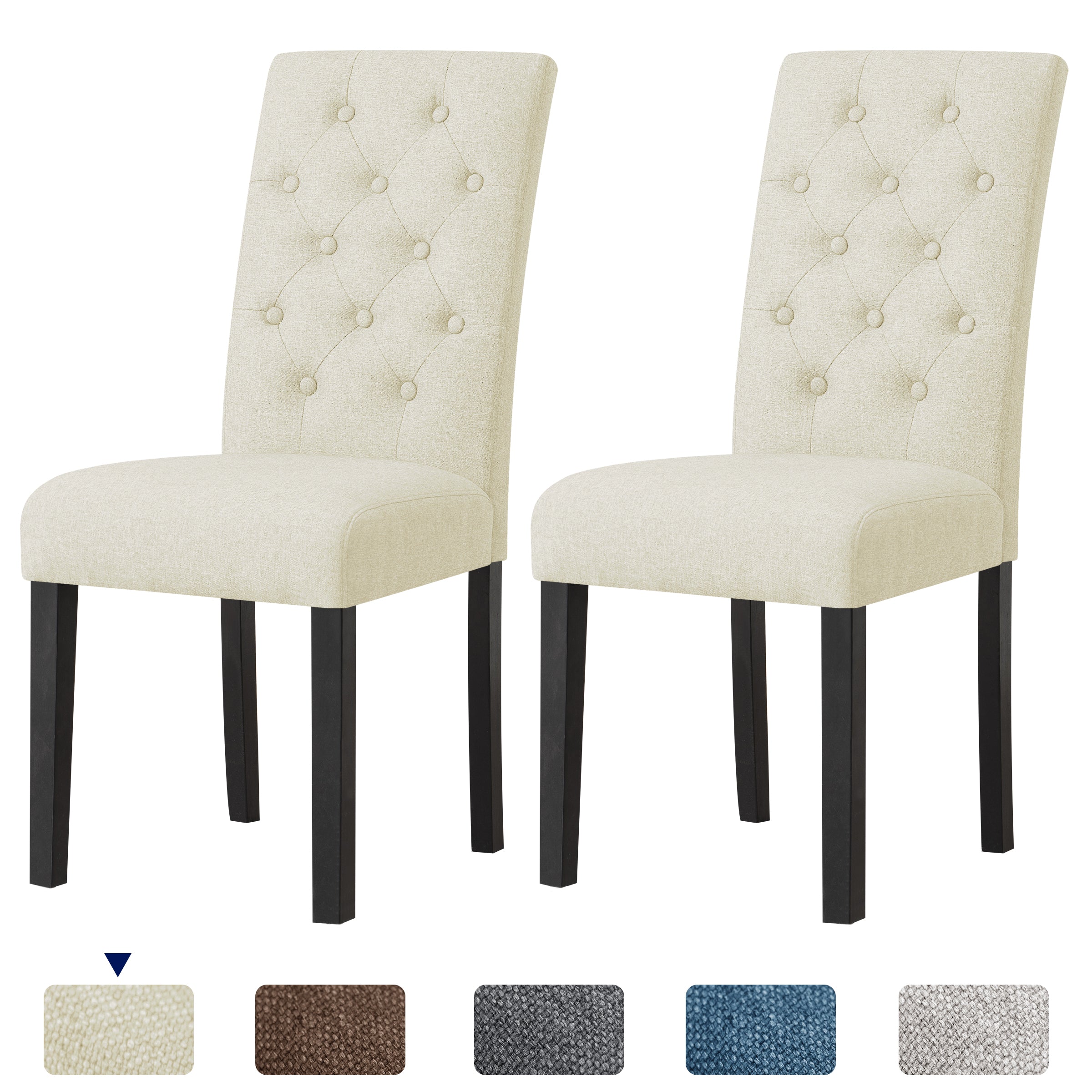 Subrtex Elegant Linen Padded Parsons Dining Chairs, Set of 2
