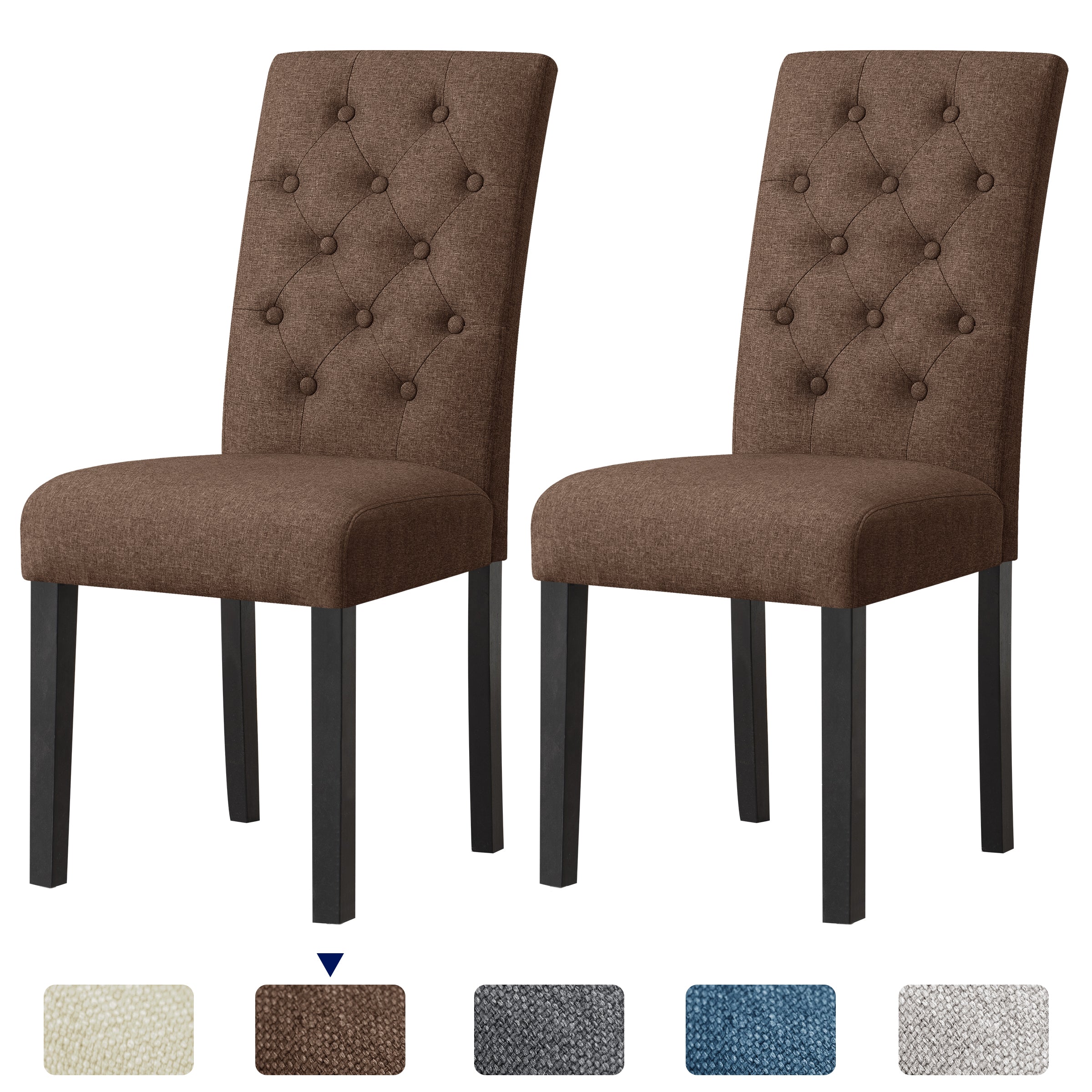 Subrtex Elegant Linen Padded Parsons Dining Chairs, Set of 2