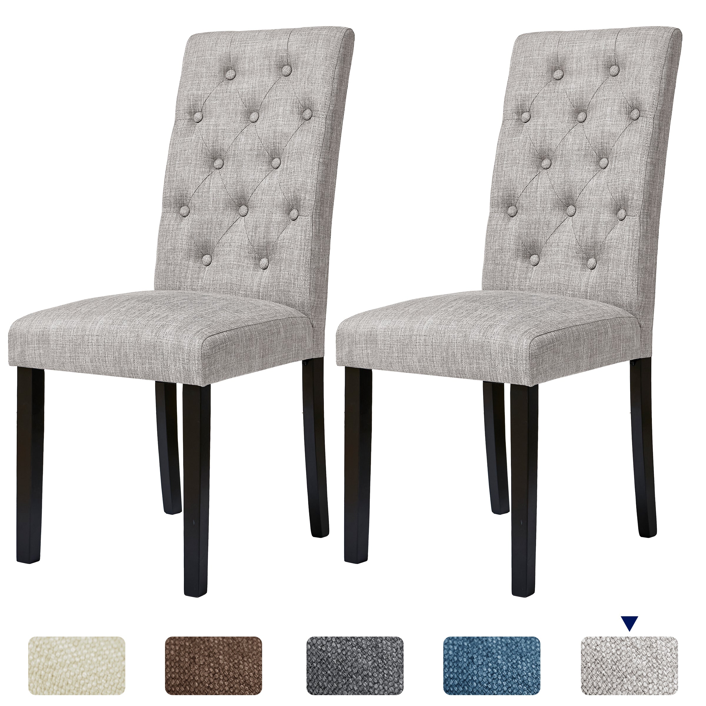Subrtex Elegant Linen Padded Parsons Dining Chairs, Set of 2